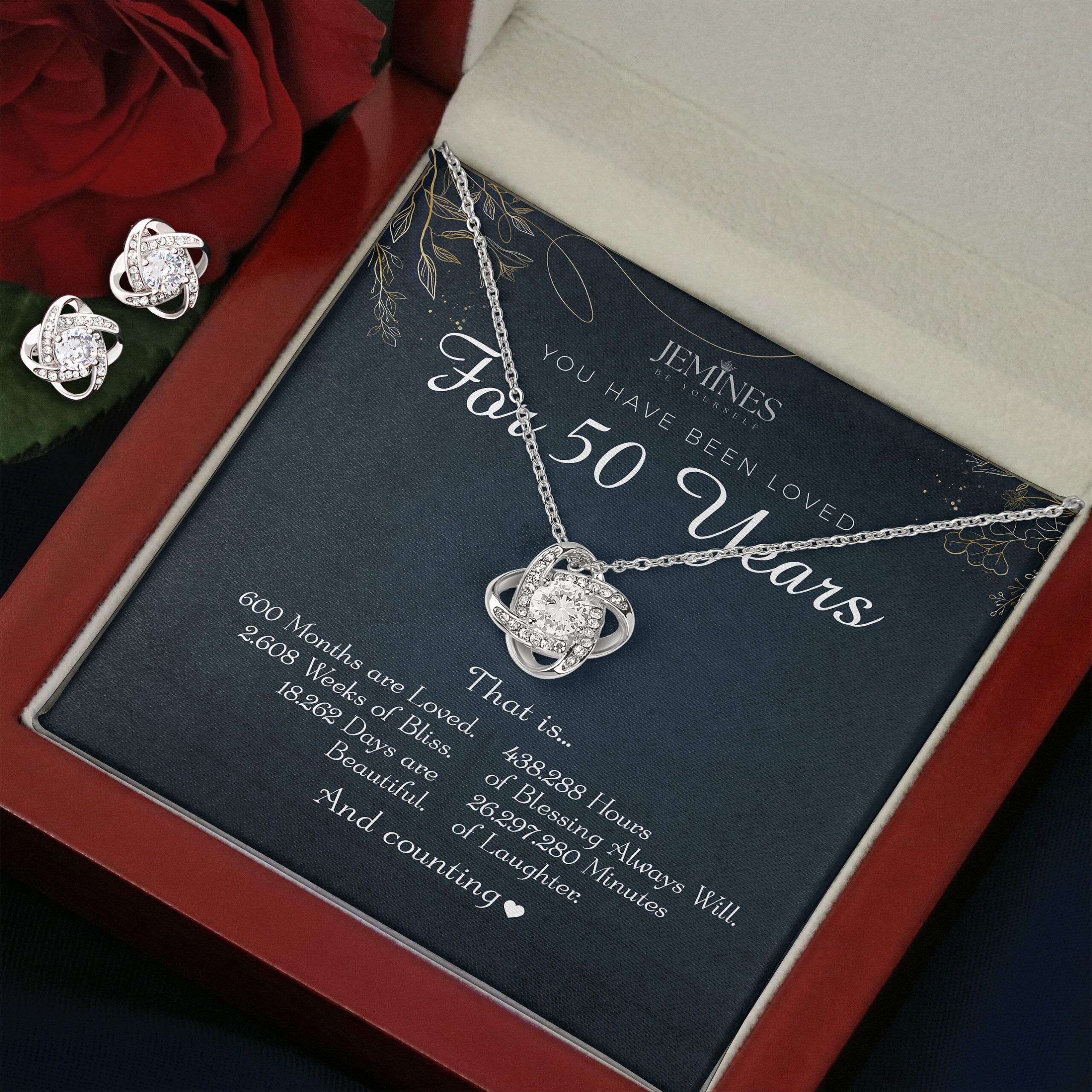 50th Birthday Love Knot Set Necklace Elegant Gift - Image 3
