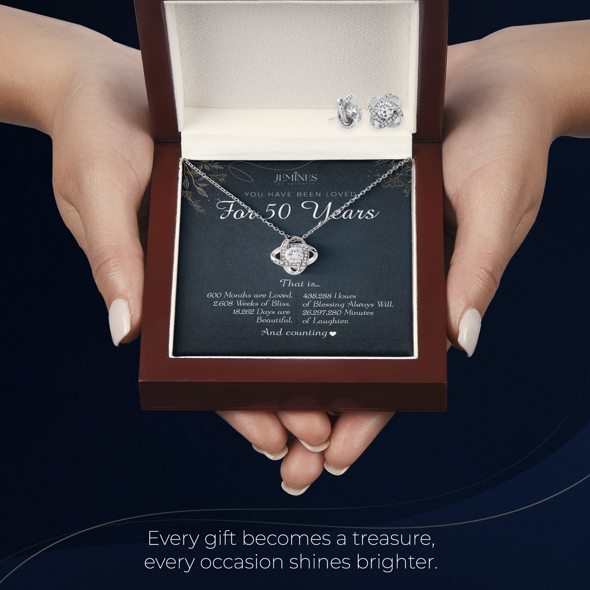 50th Birthday Love Knot Set Necklace Elegant Gift - Image 6