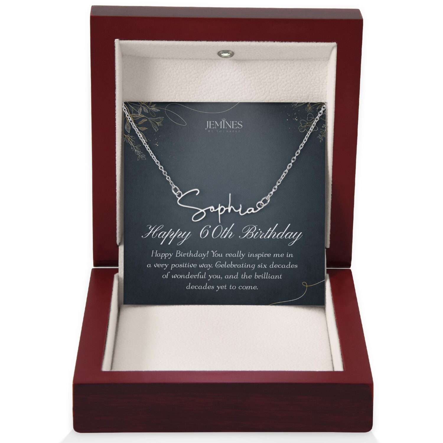 60th Birthday Signature Name Gold Necklace