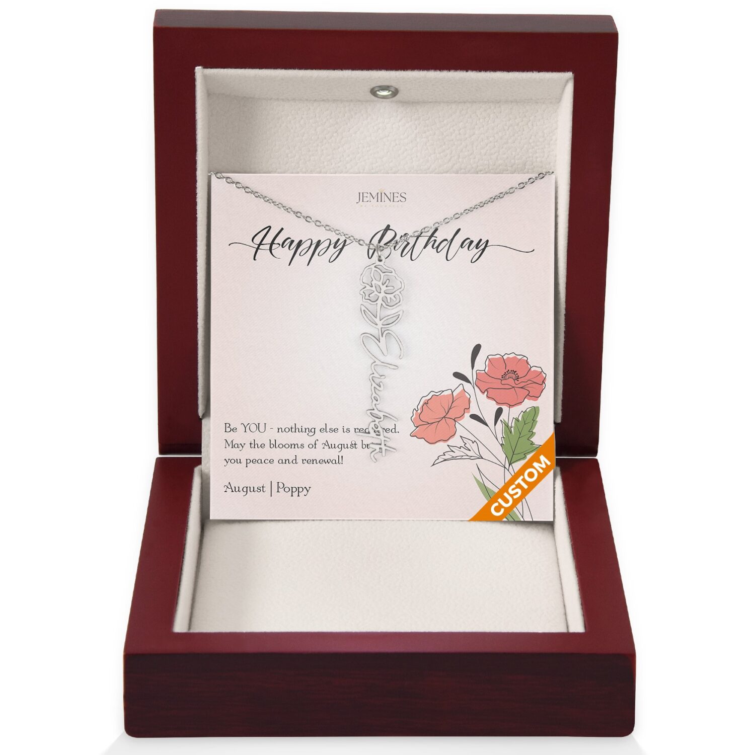 August Birth Flower Necklace Custom Gifts