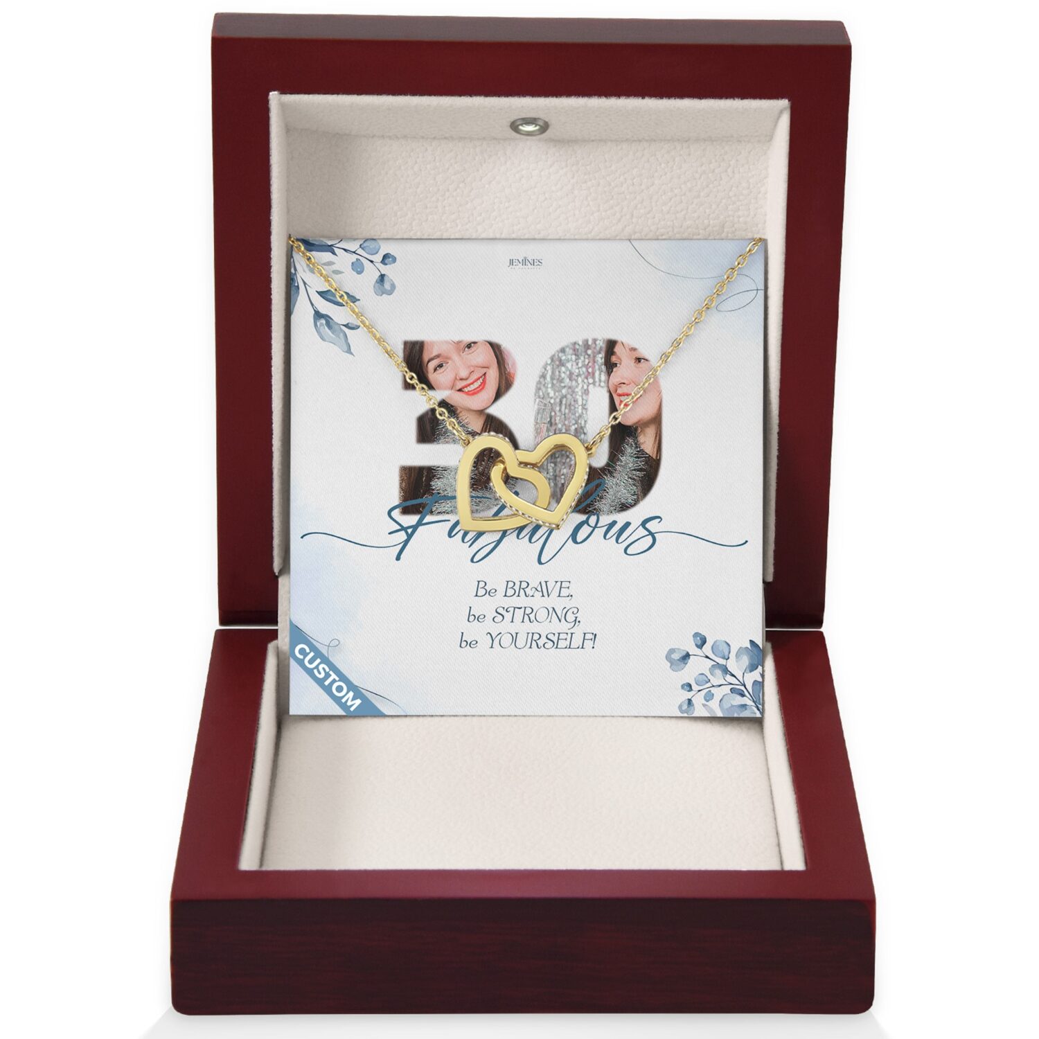 Custom Birthday Interlock Gold Necklace Gift