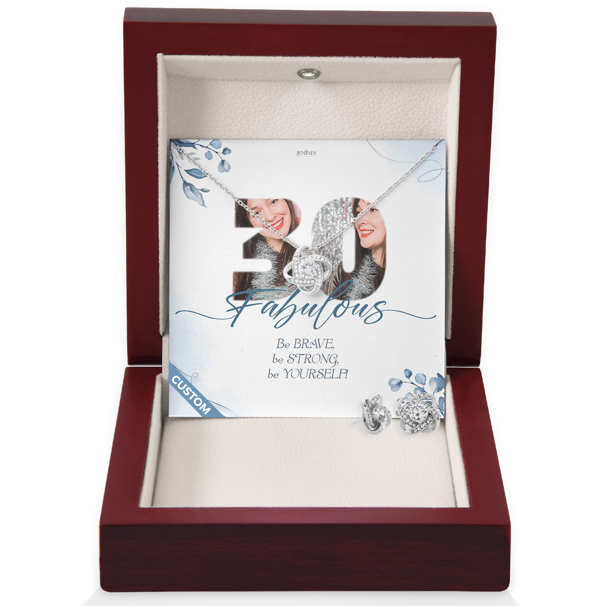 Custom Birthday Love Knot Set Necklace Gift