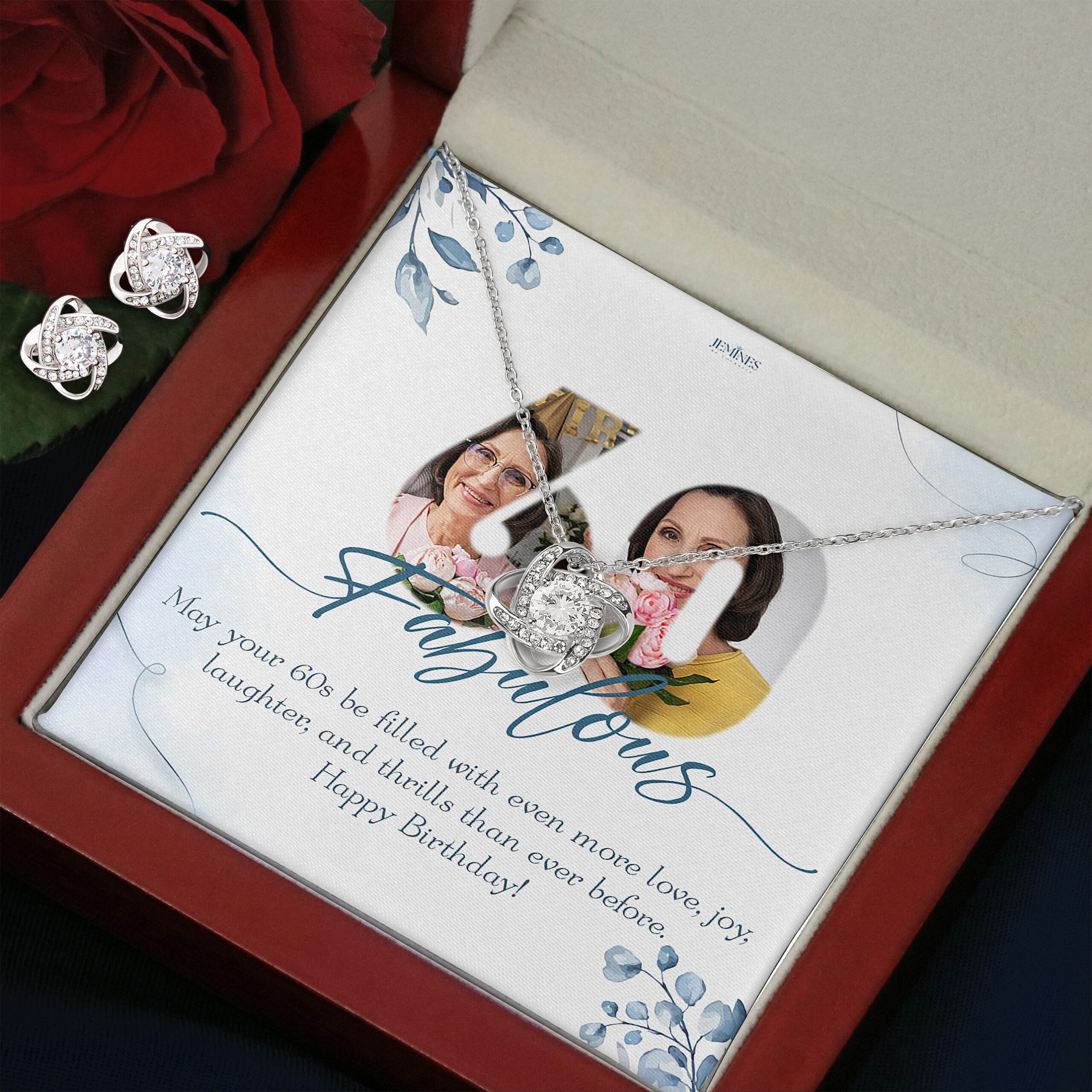 Custom Birthday Love Knot Set Necklace Elegant Gift - Image 3