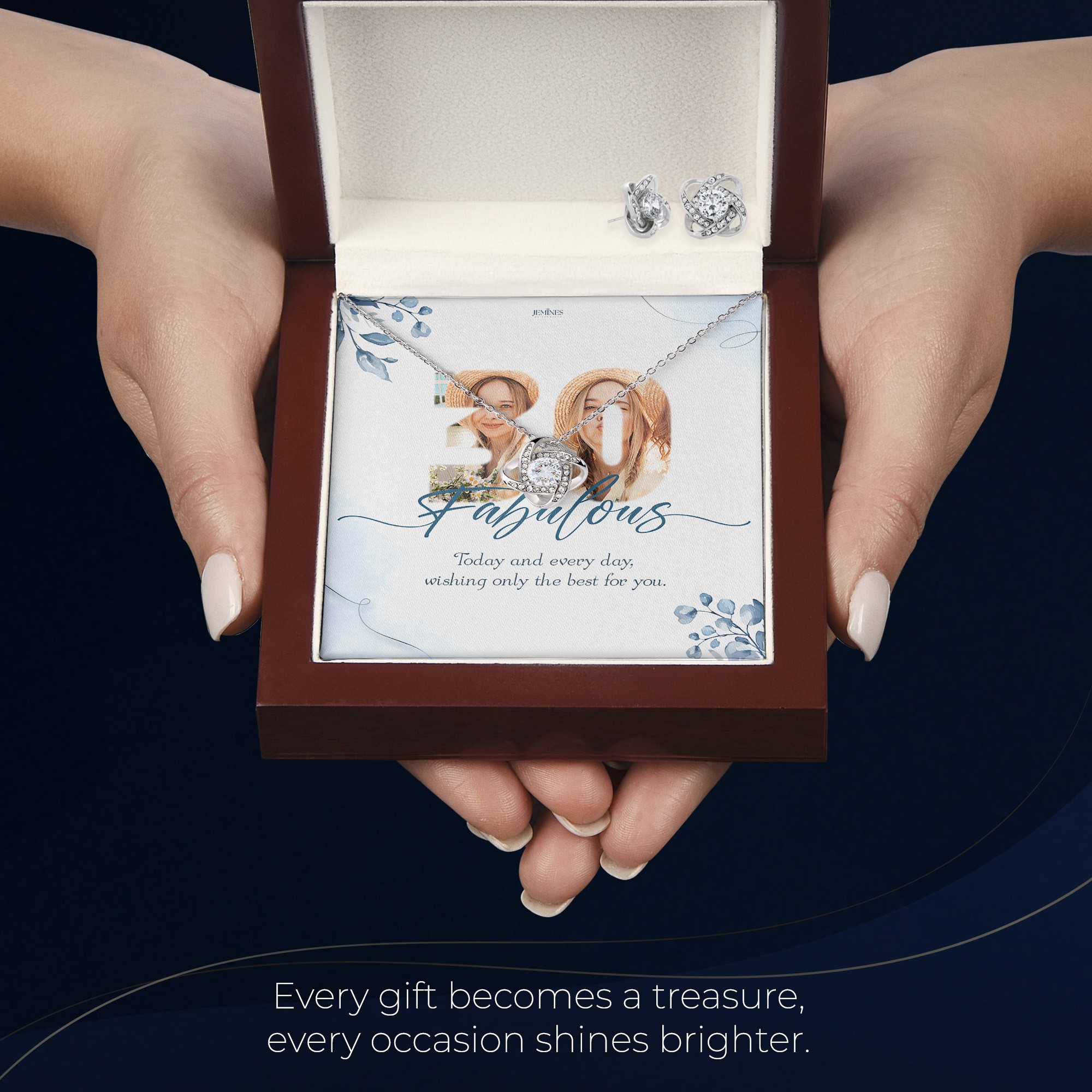 Custom Birthday Love Knot Set Necklace Elegant Gift - Image 6