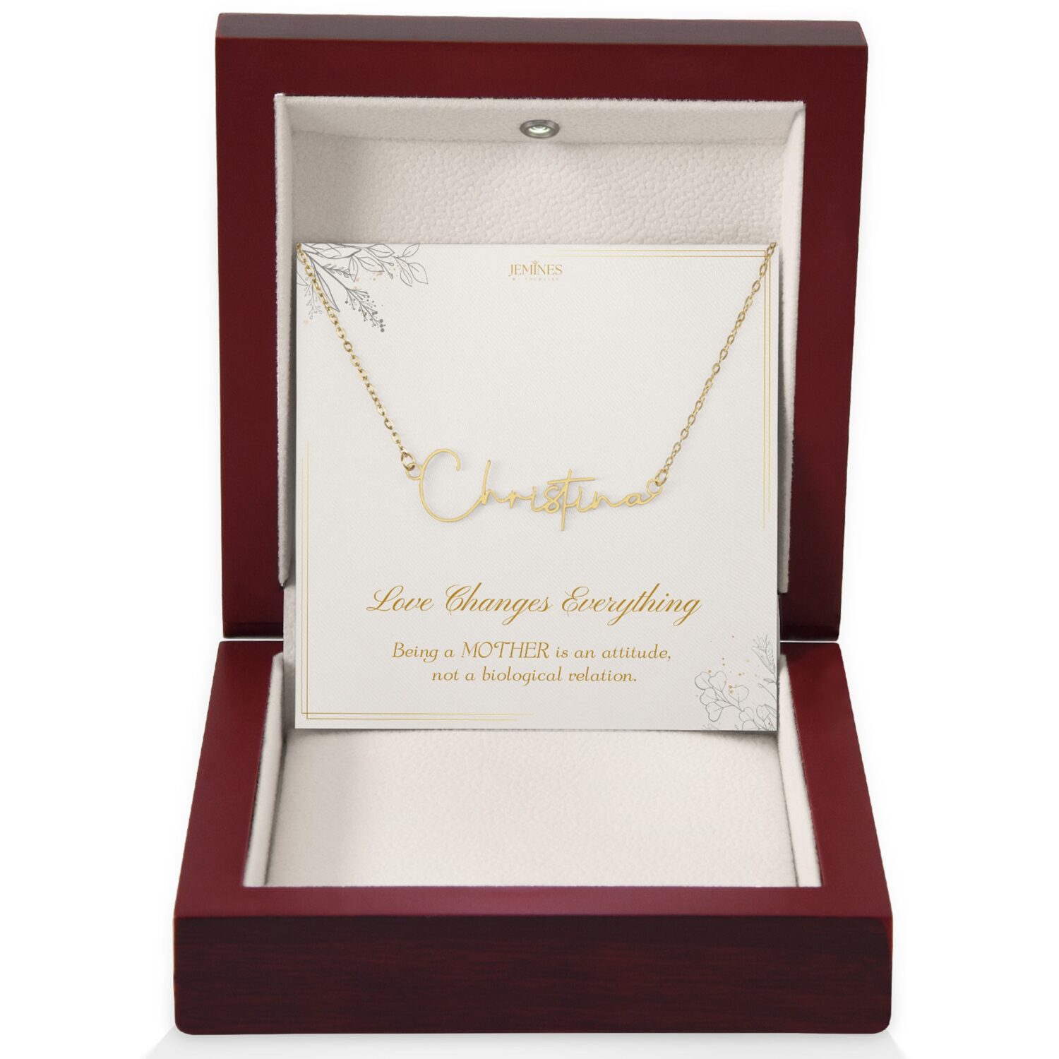 Bonus Mom Signature Name Gold Necklace