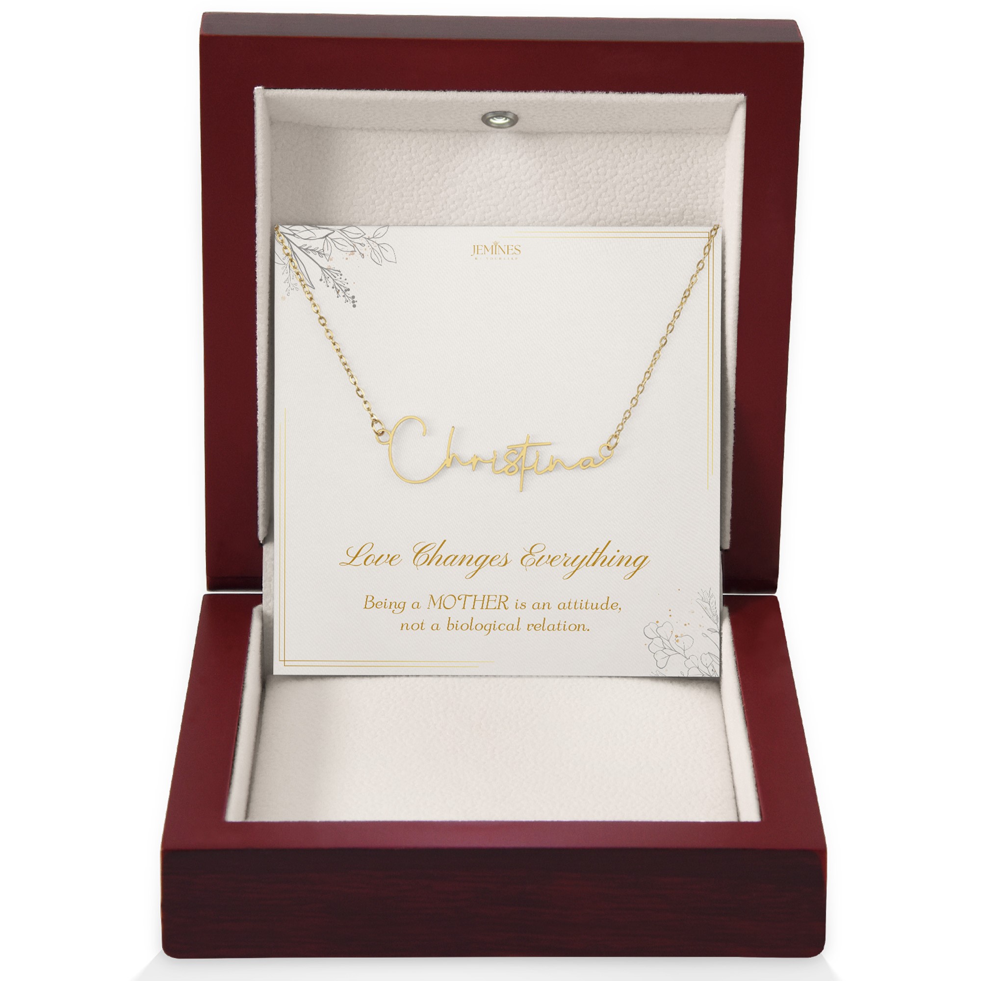 Bonus Mom Signature Name Gold Necklace