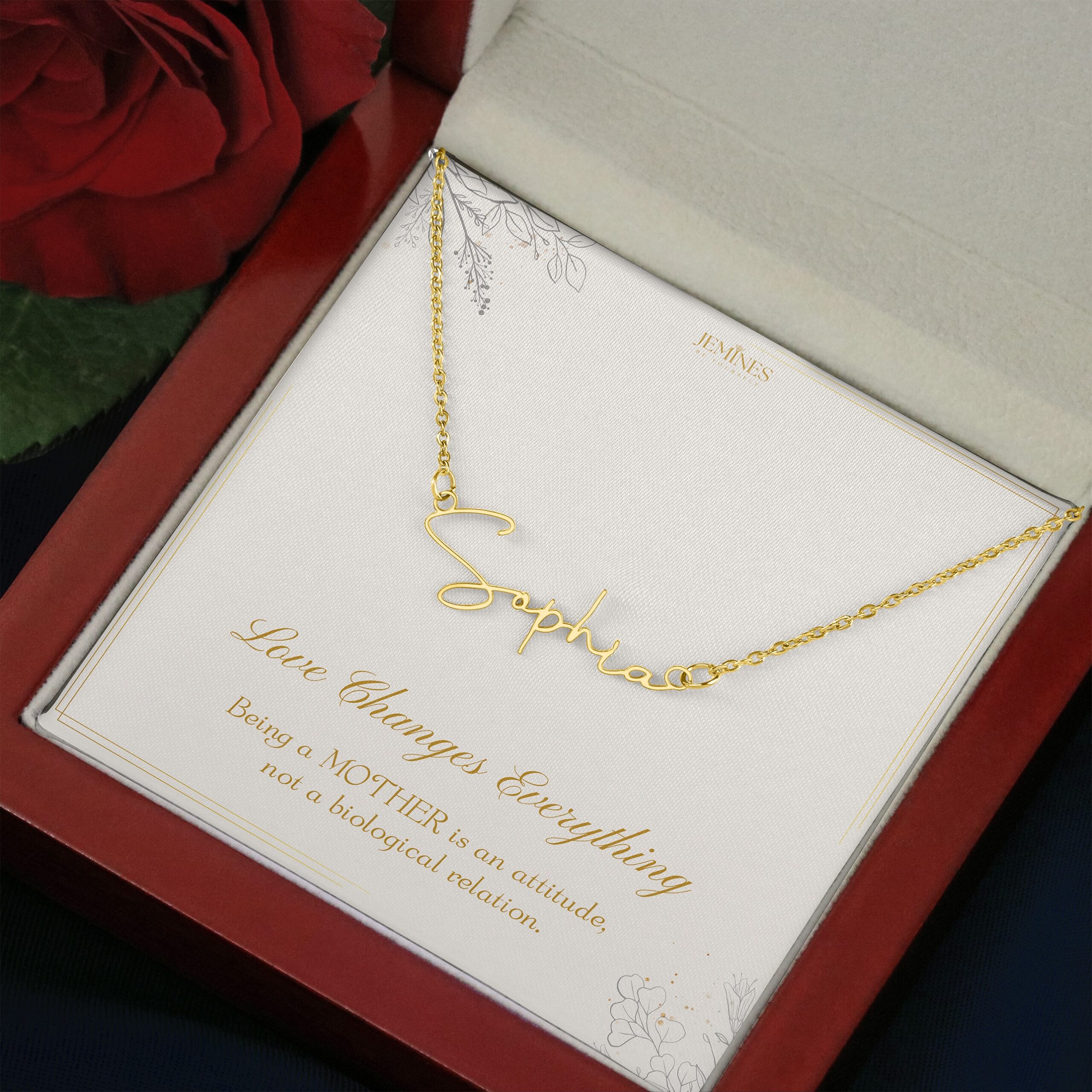 Bonus Mom Signature Name Gold Necklace Elegant Gift - Image 3