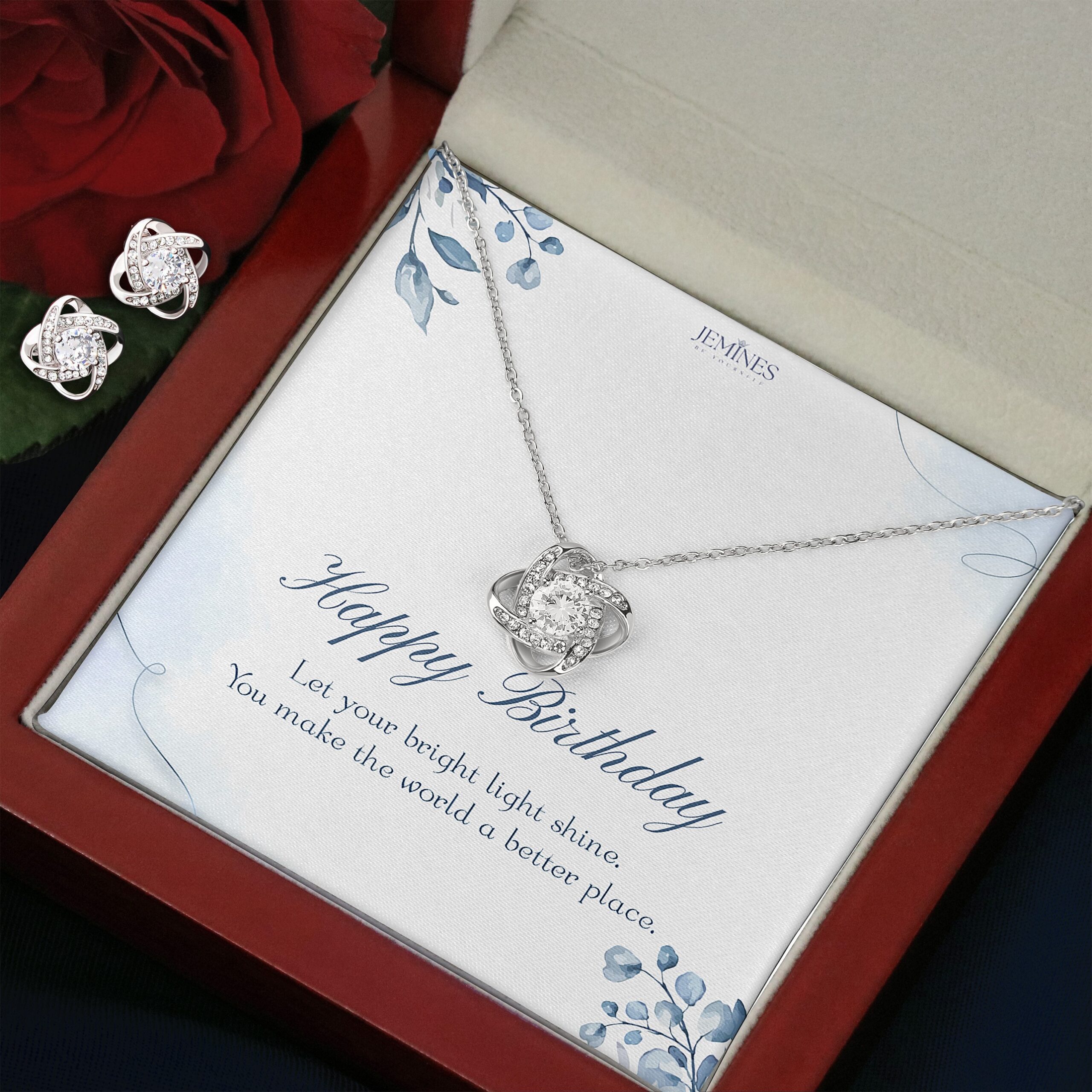 Birthday Love Knot Set Necklace Elegant Custom Gift - Image 3