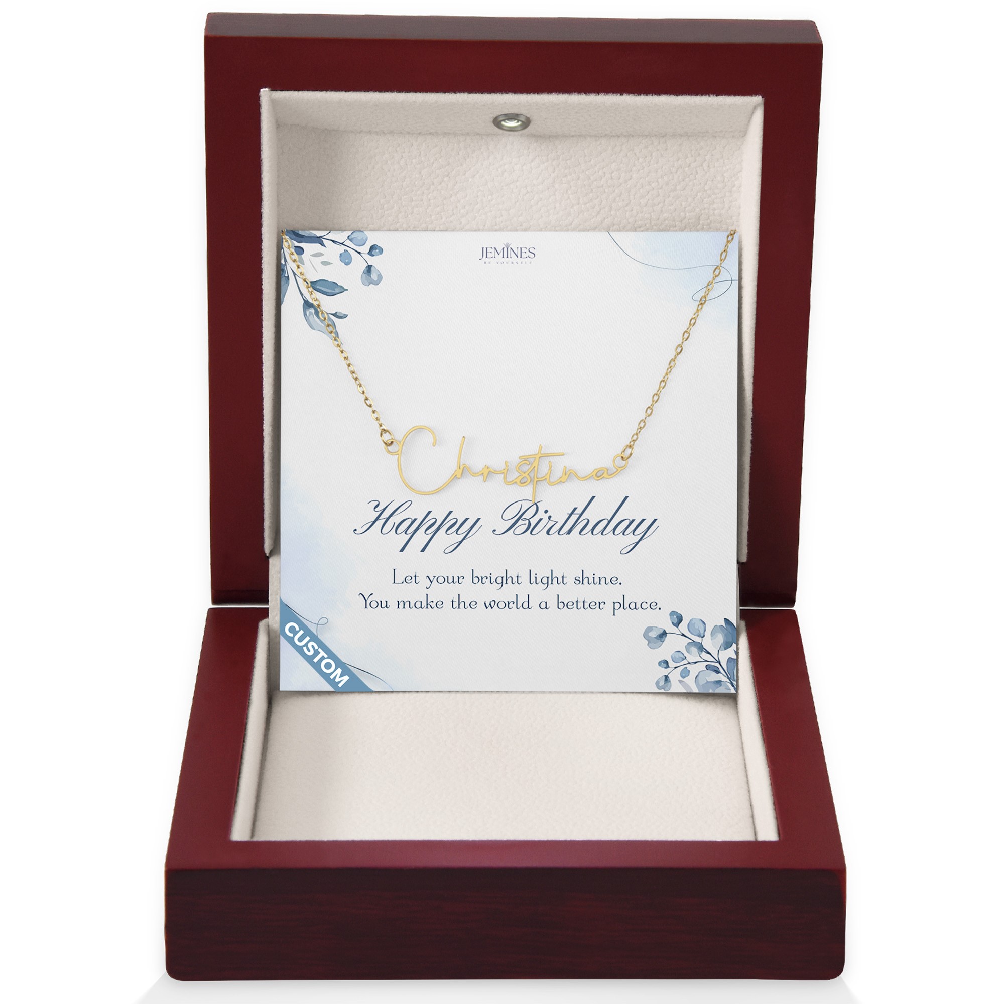 Birthday Sign Name Gold Necklace Custom Gift