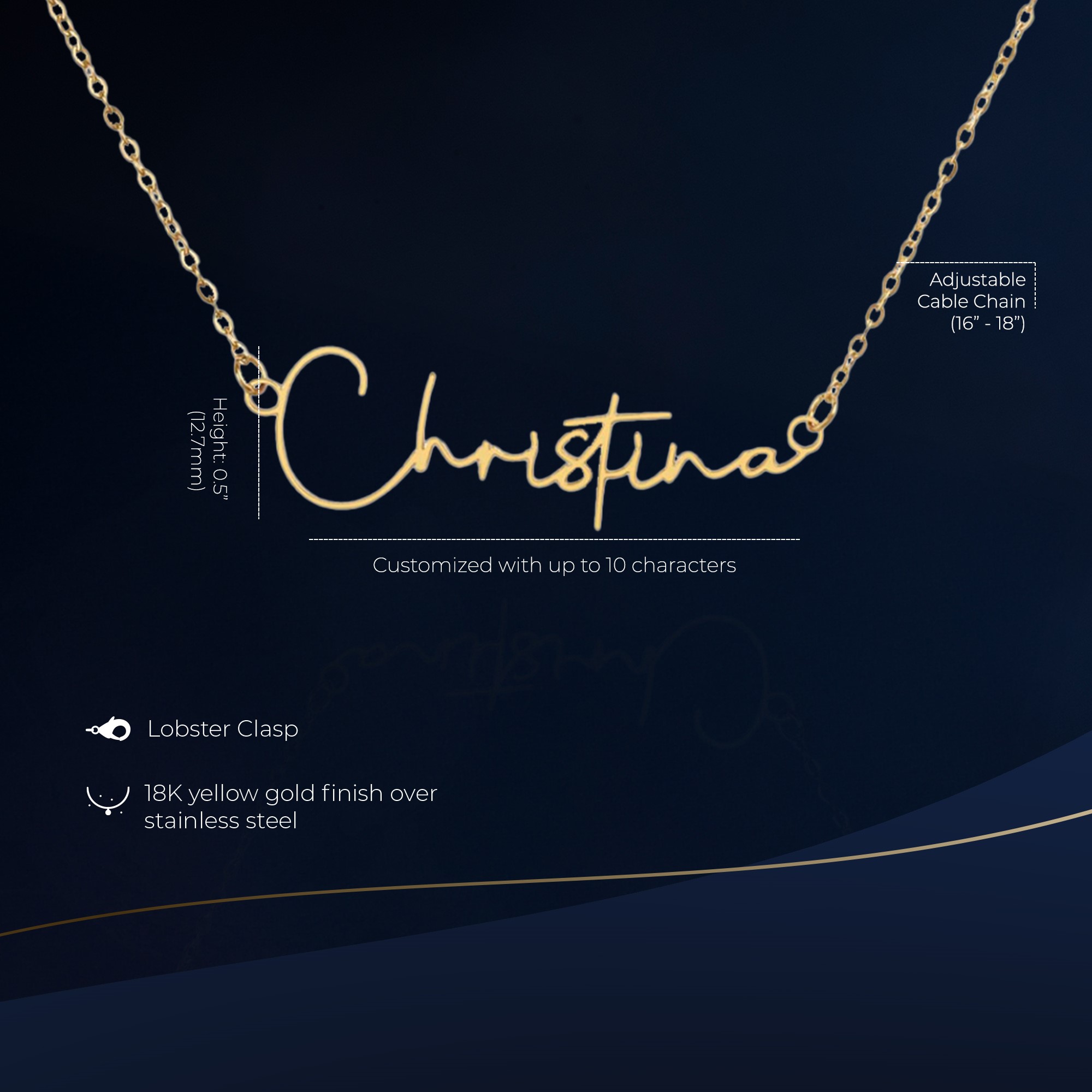 Birthday Sign Name Gold Necklace Elegant Custom Gift - Image 2