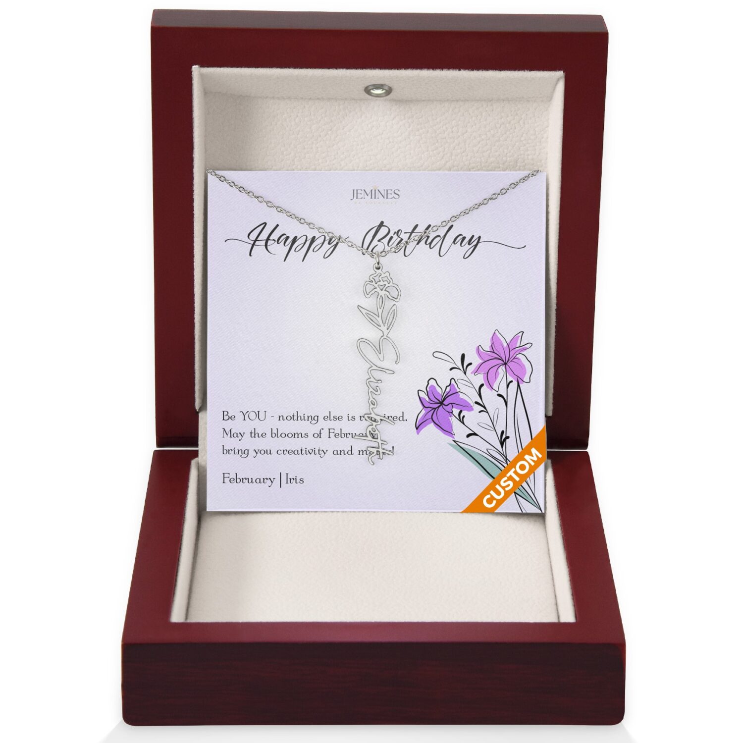 February Birth Flower Necklace Custom Gifts