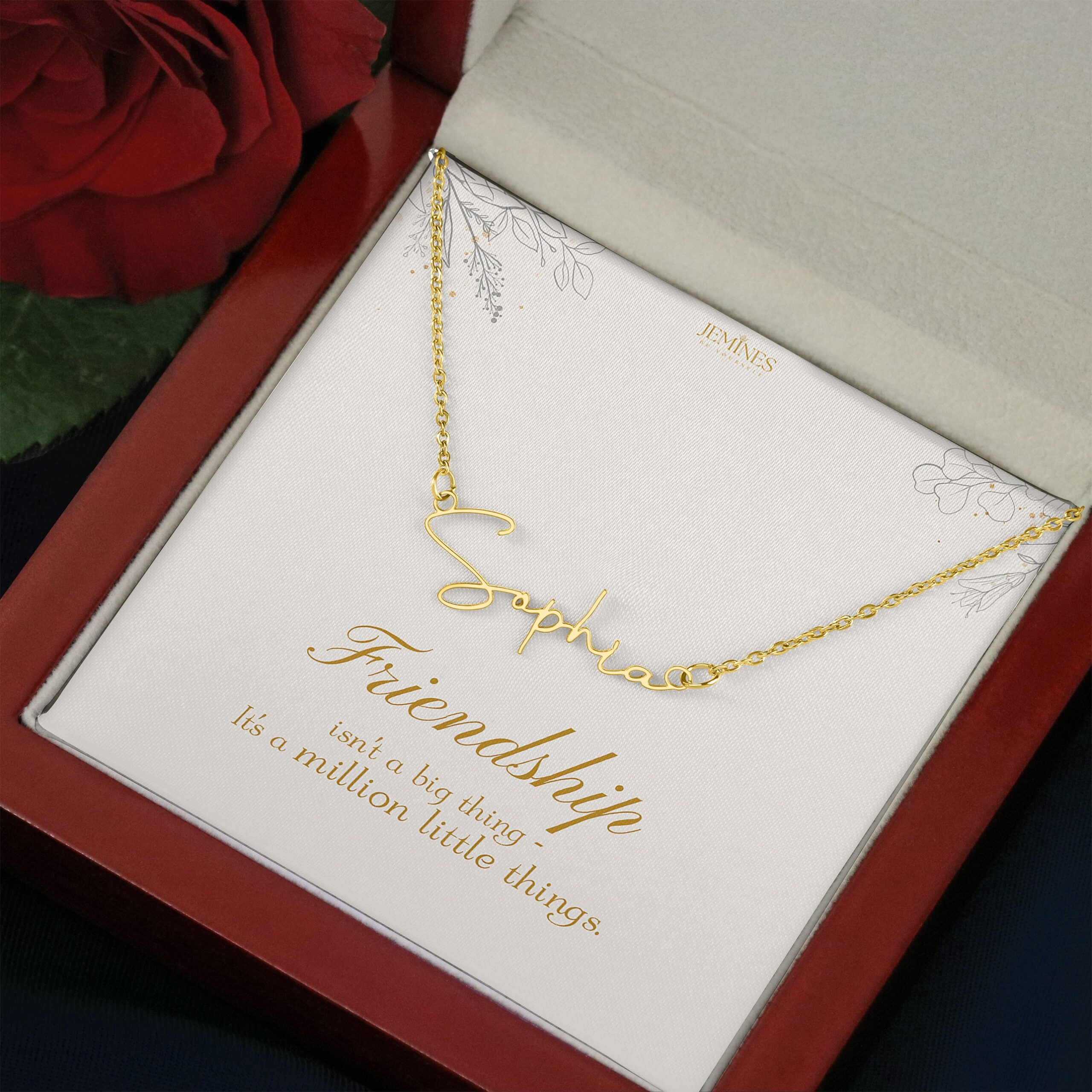 Friend Signature Name Gold Necklace Elegant Gift - Image 3