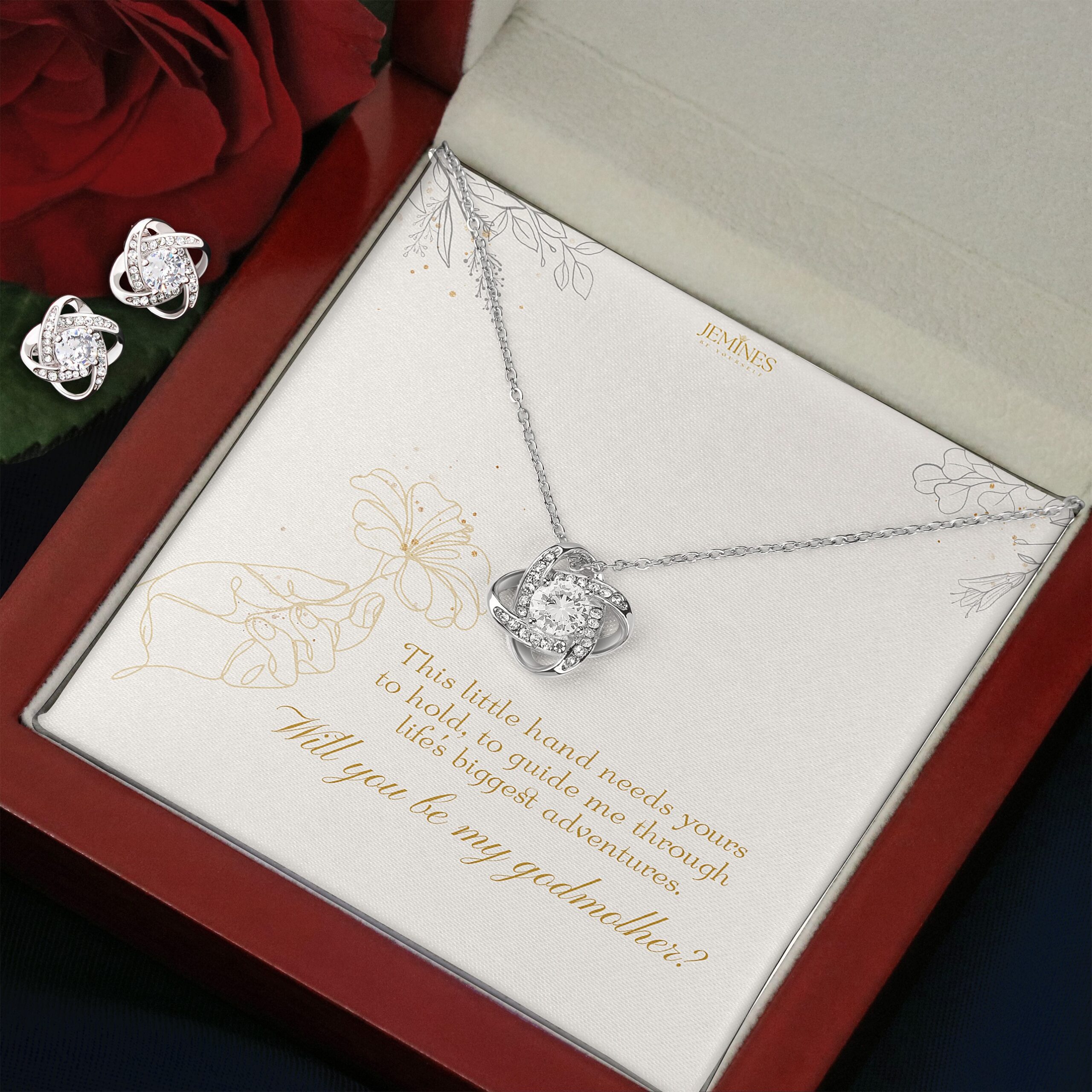 Godmother Love Knot Set Necklace Elegant Gift - Image 3