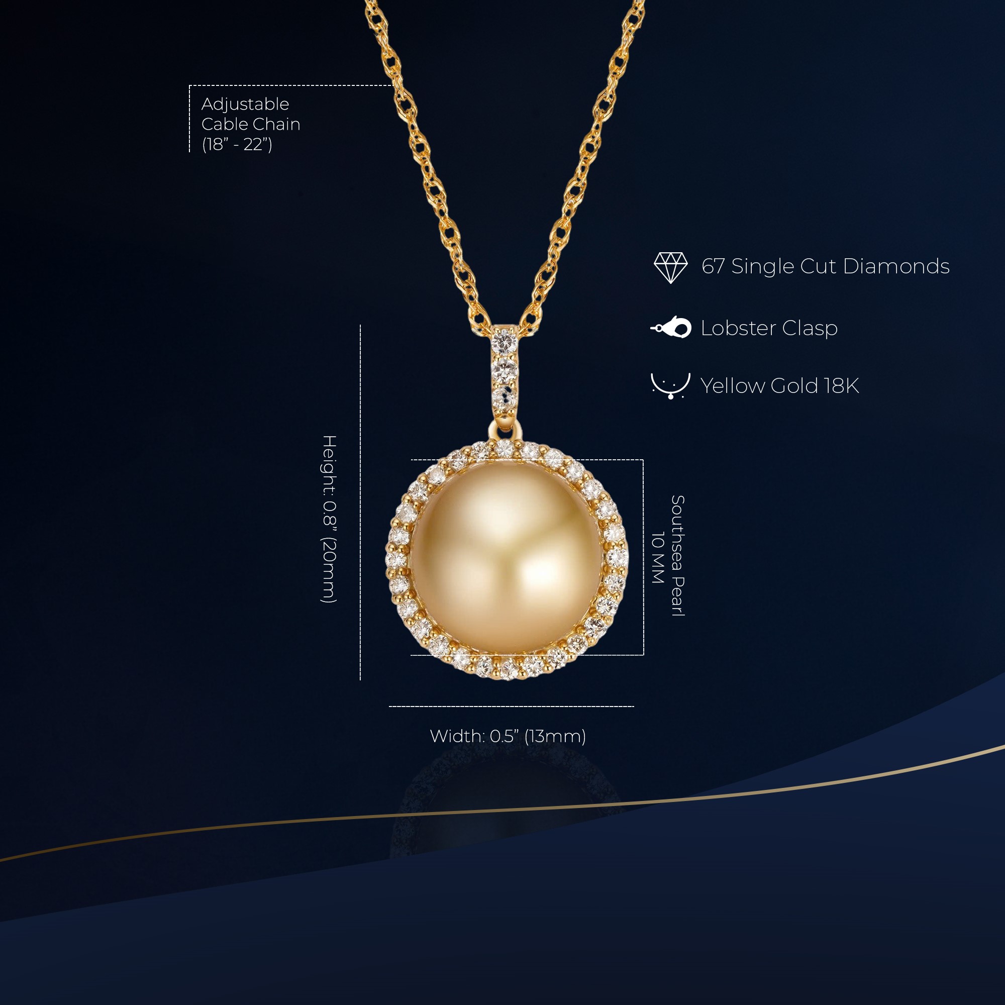 Golden South Sea Pearl Necklace Elegant Gift - Image 2