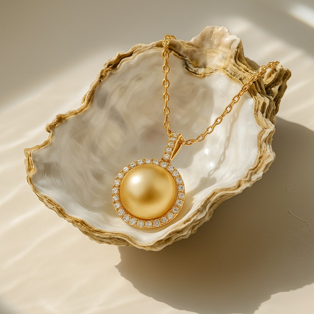 Golden South Sea Pearl Necklace Elegant Gift - Image 3