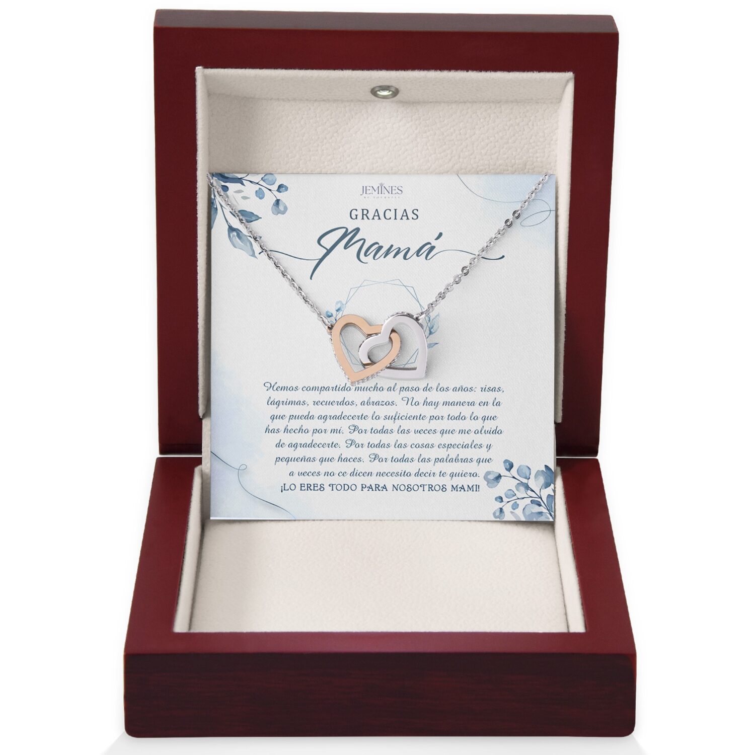 Gracias Mama Interlocking Hearts Necklace