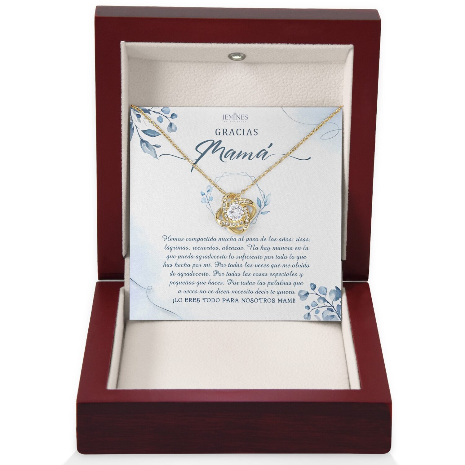 Gracias Mama Love Knot Gold Necklace Gift