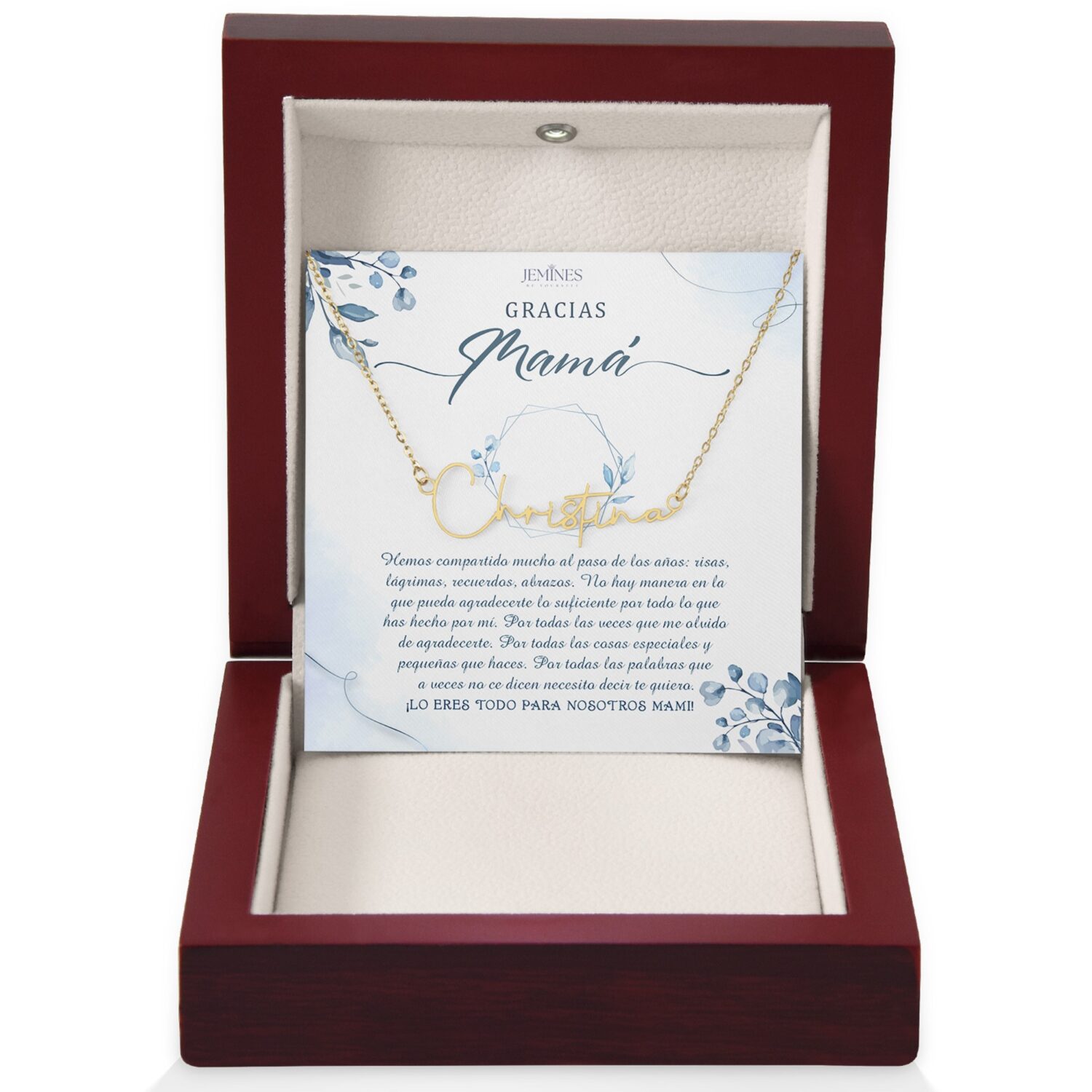 Gracias Mama Signature Name Gold Necklace