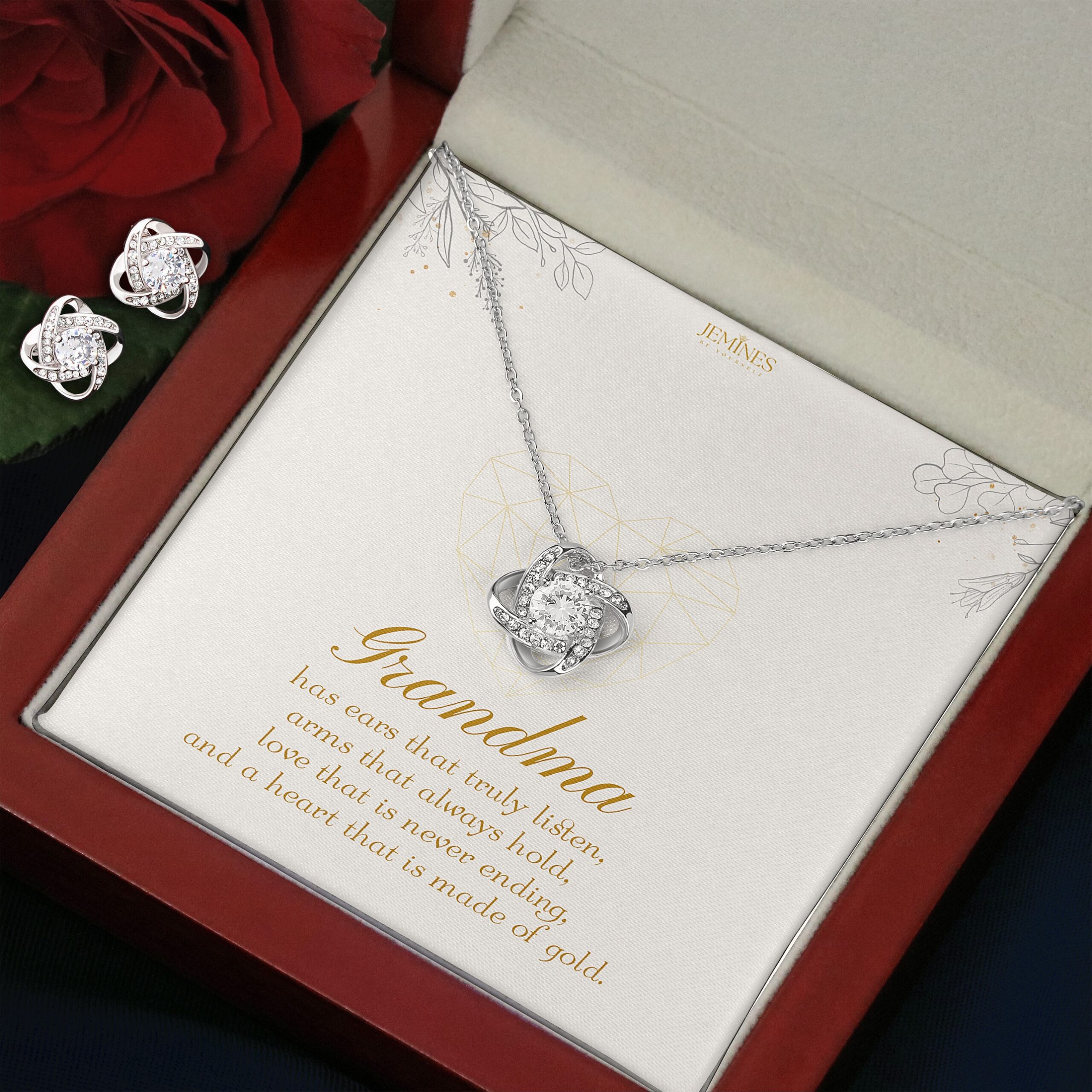 Grandma Love Knot Set Necklace Elegant Gift - Image 3