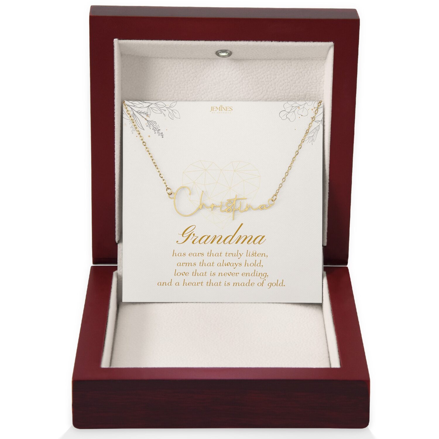 Grandma Signature Name Gold Necklace Gift