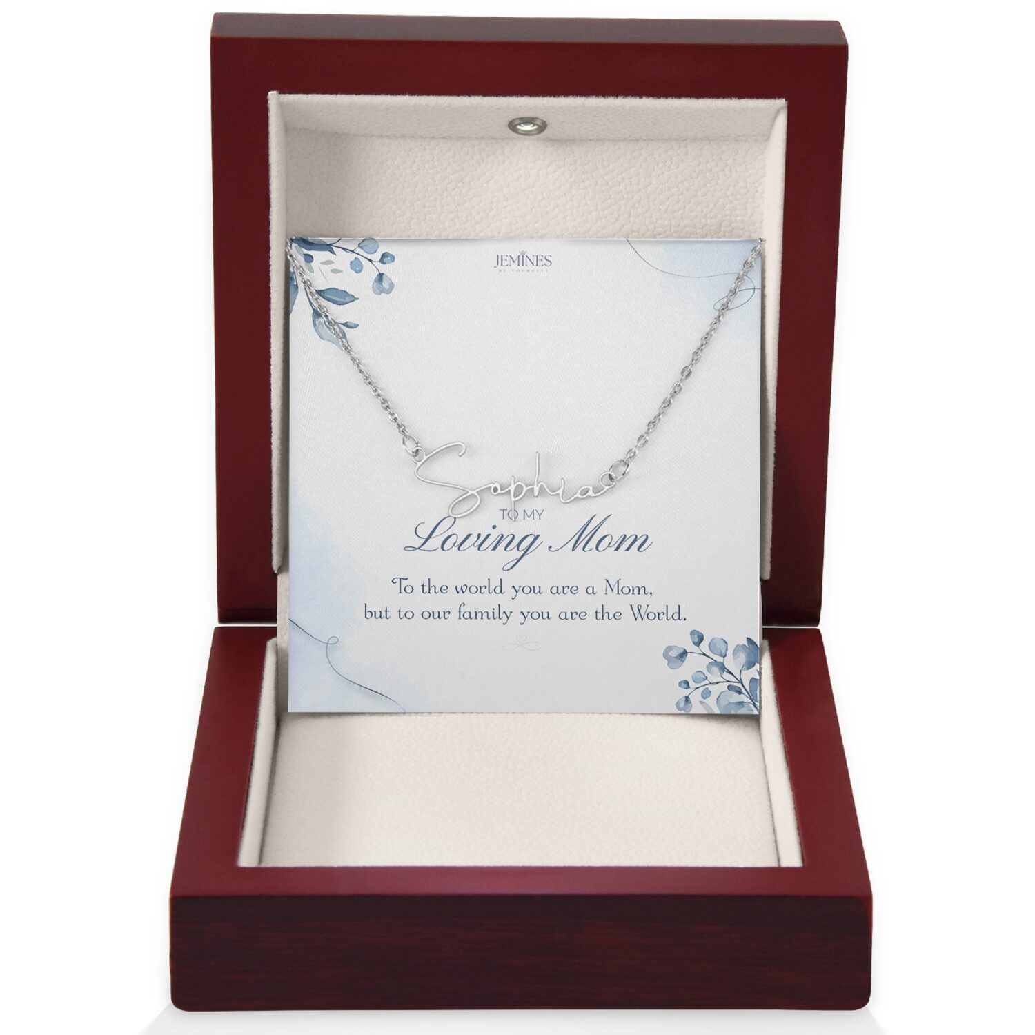Loving Mom Signature Name Necklace Gift