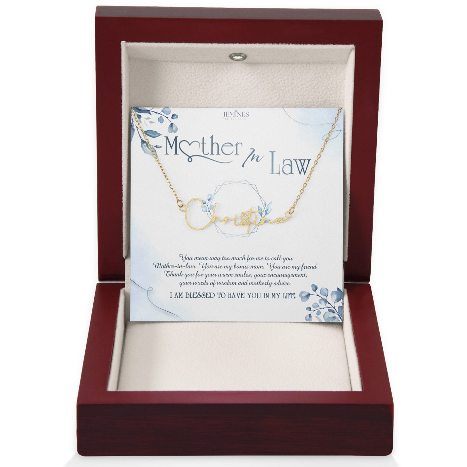 Mother-In-Law Signature Name Gold Necklace