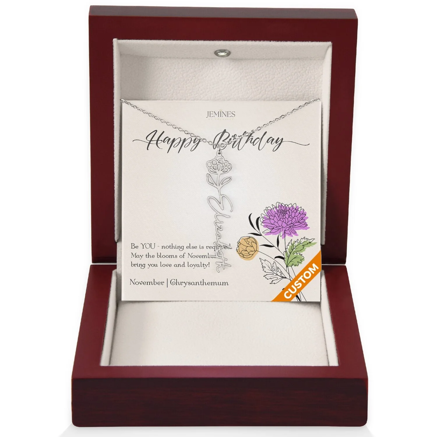 November Birth Flower Necklace Custom Gifts