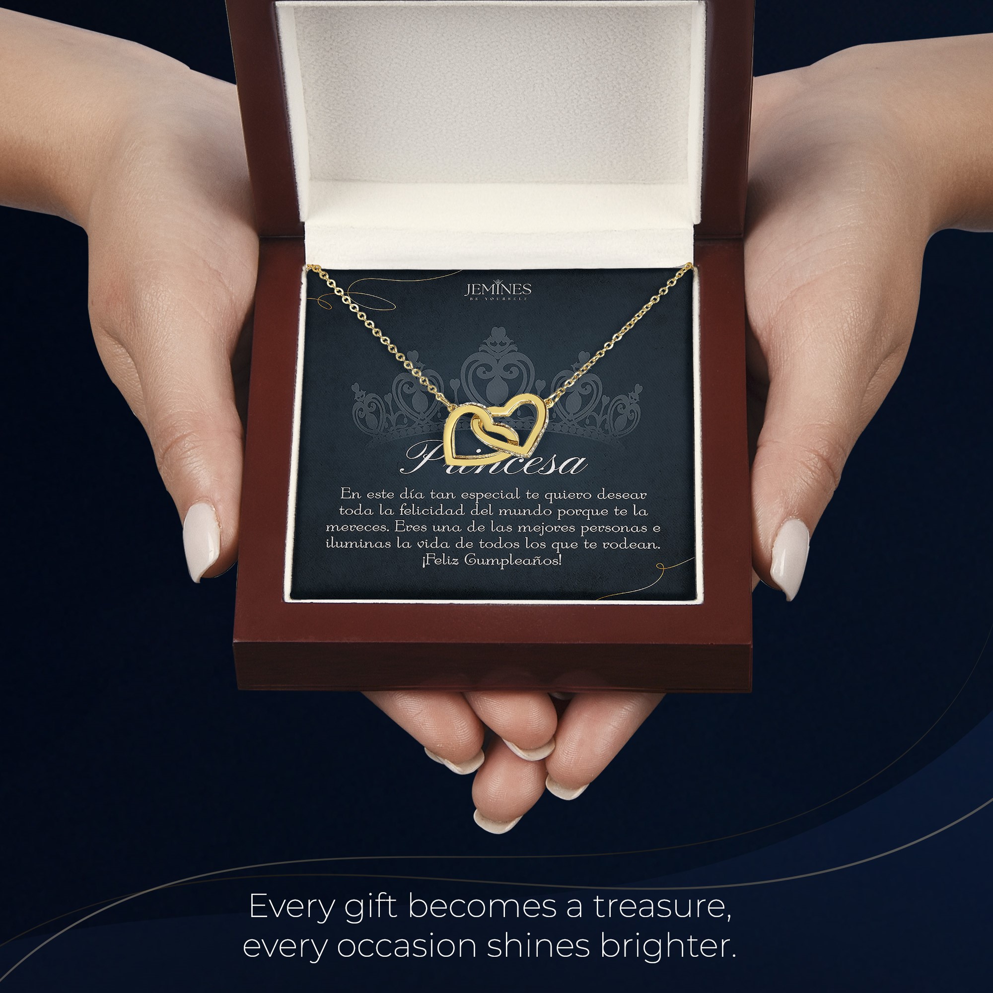 Princesa Birthday Interlocking Gold Necklace Elegant Gift - Image 6