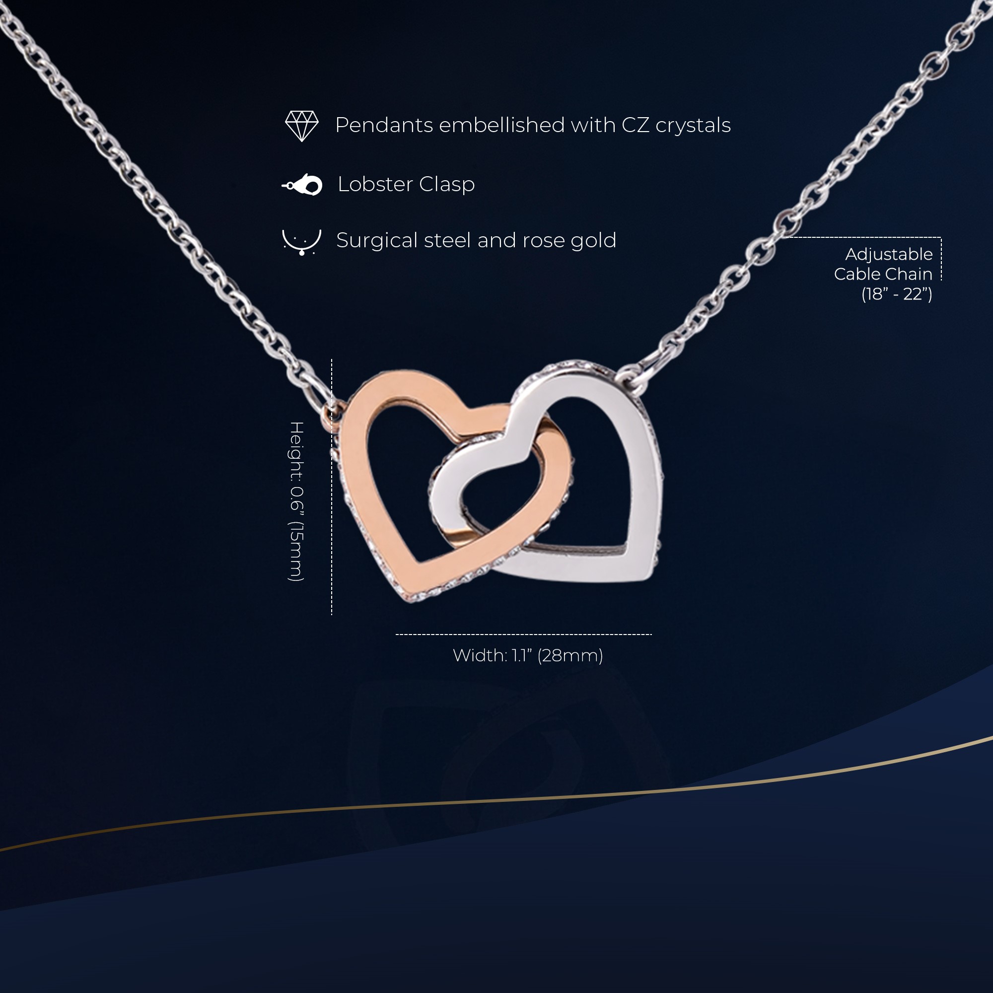 Wife Interlocking Hearts Necklace Elegant Gift - Image 2