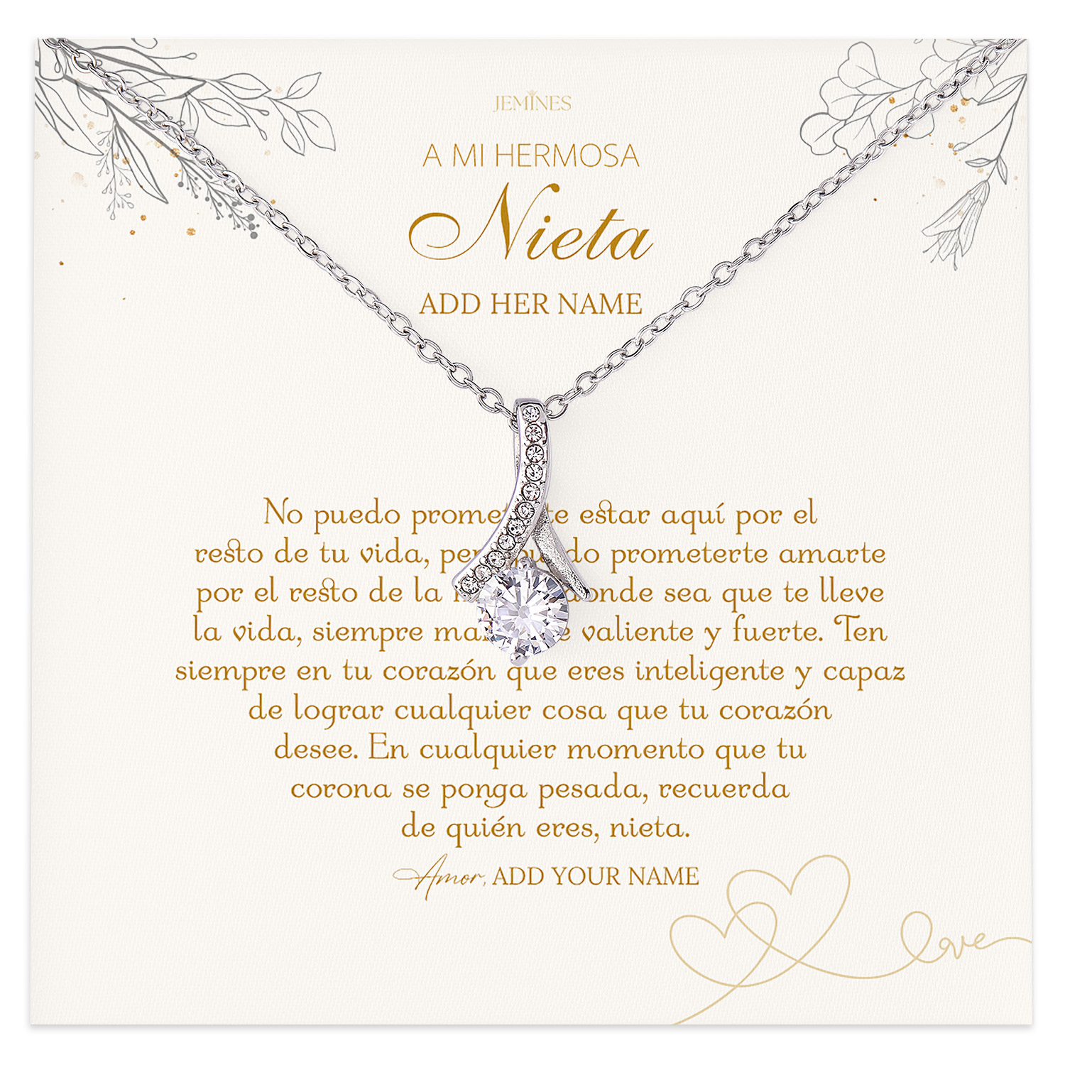A mi Hermosa Nieta Necklace Personalized Gifts