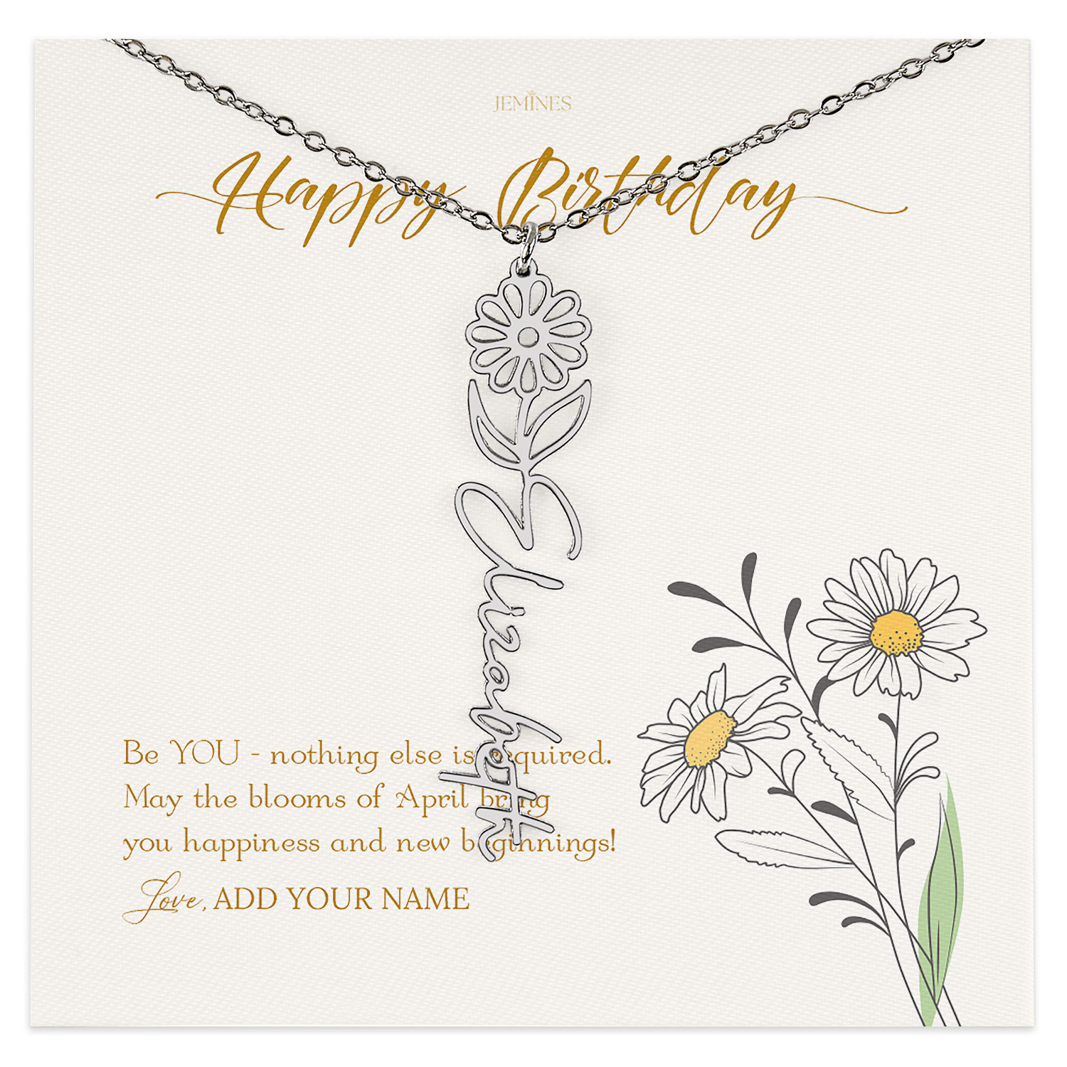April Birth Month Flower Necklace Gifts