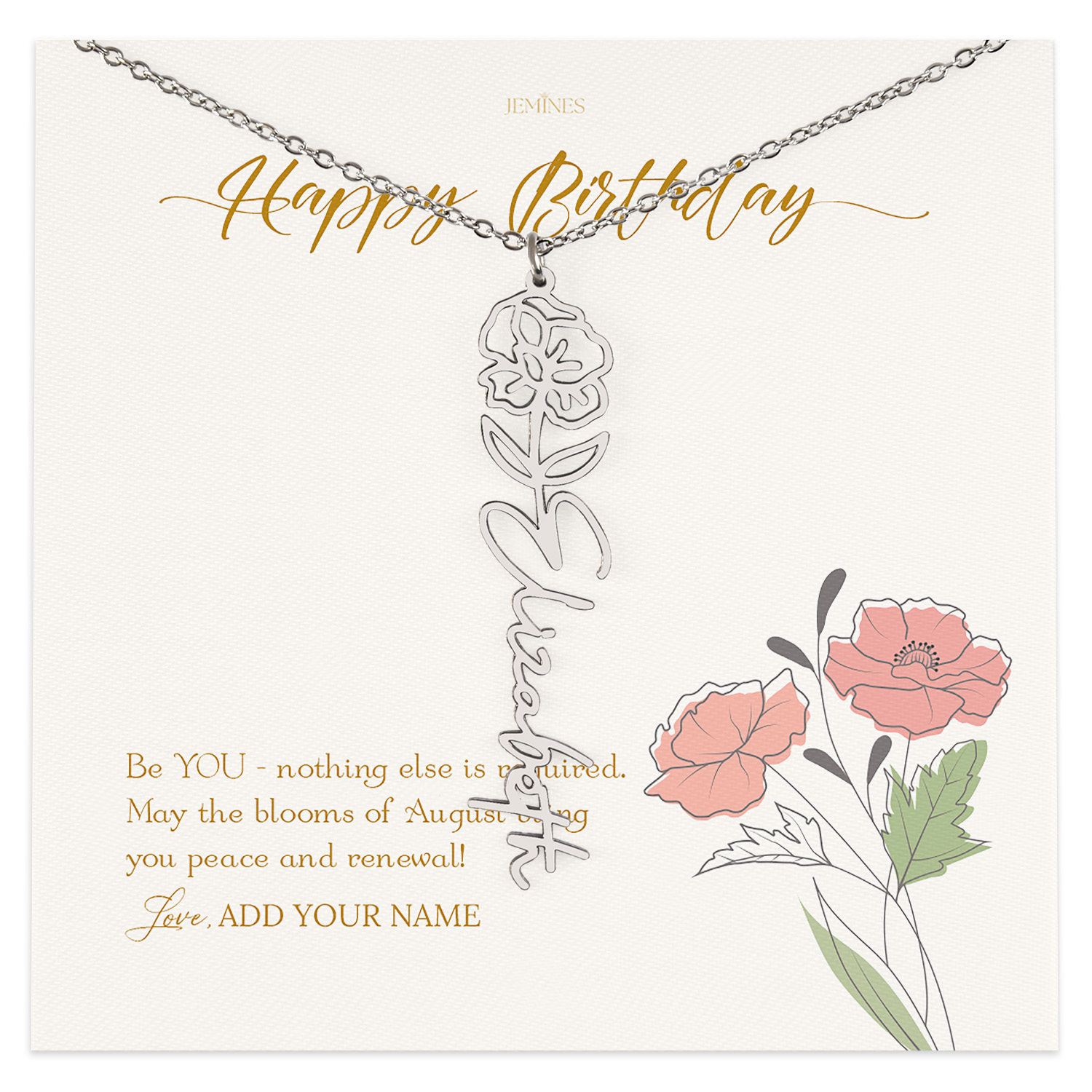 August Birth Month Flower Necklace Gifts