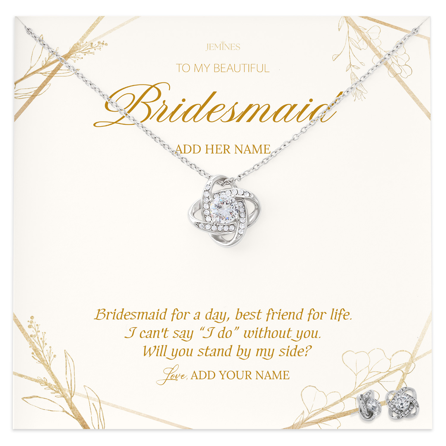 Bridemaid Necklace Personalized Wedding Gifts