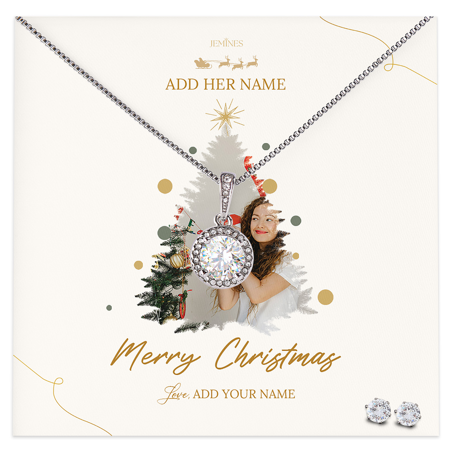 Christmas Necklace with Personalized Photo Card Gifts