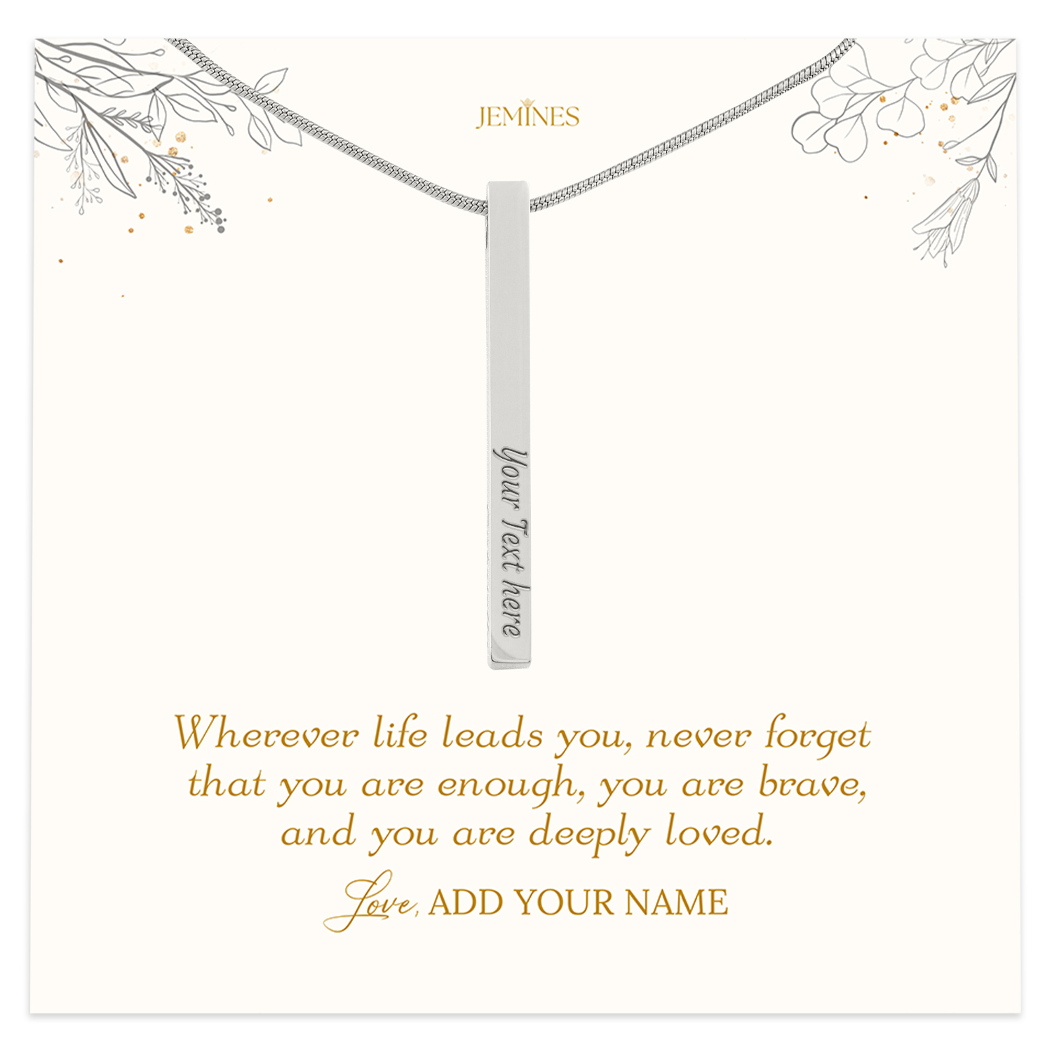 Custom Engraved 4 Sided Stick Necklace