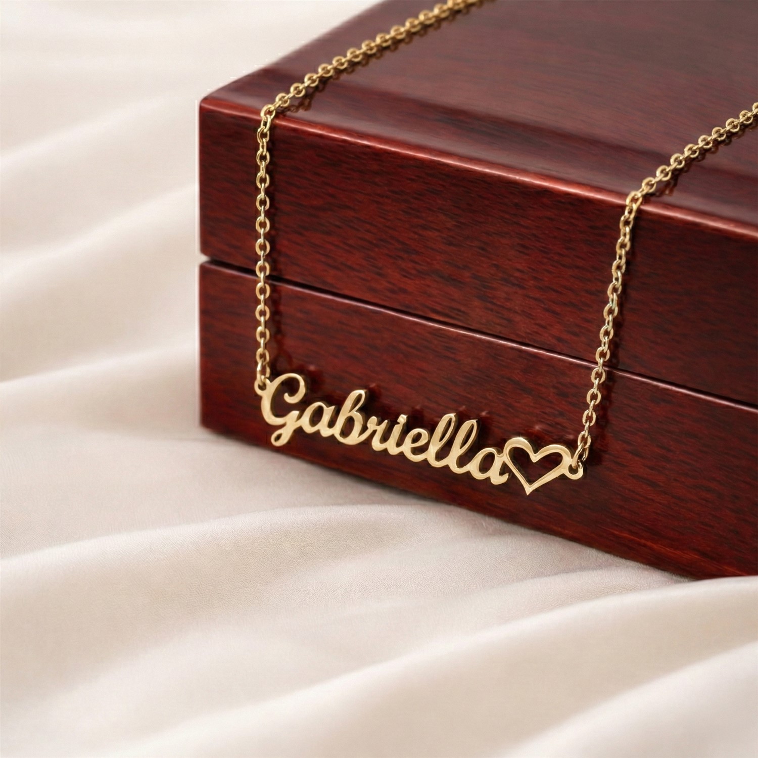 Custom Heart Name Gold Necklace with Meaningful Message Card Gifts