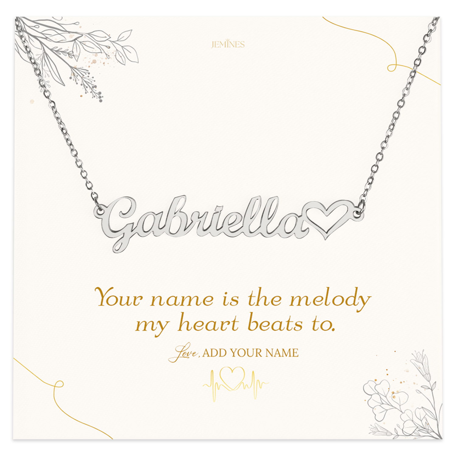 Custom Heart Name Necklace Personalized Gifts