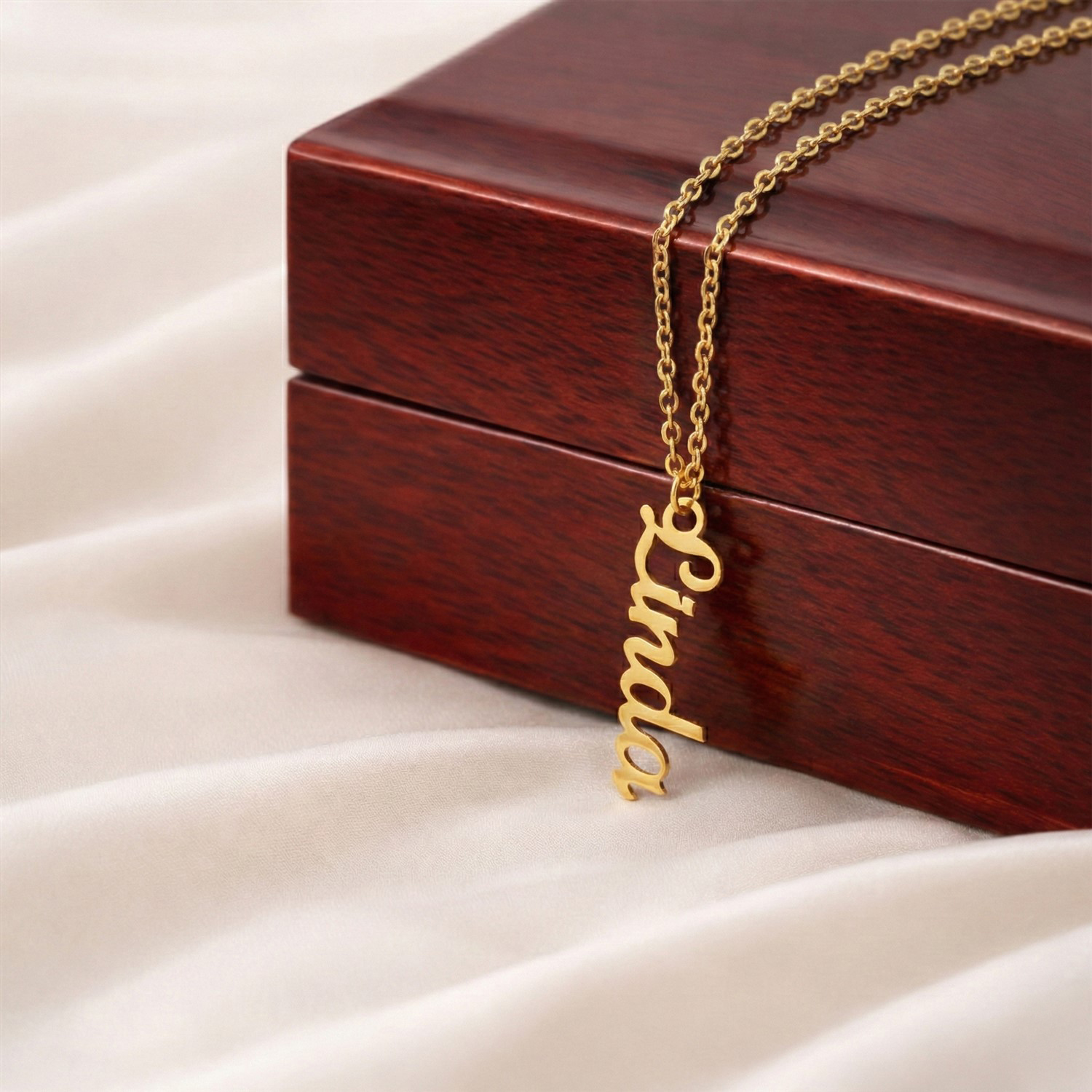 Custom Vertical Stick Gold Necklace with Meaningful Message Card Gifts