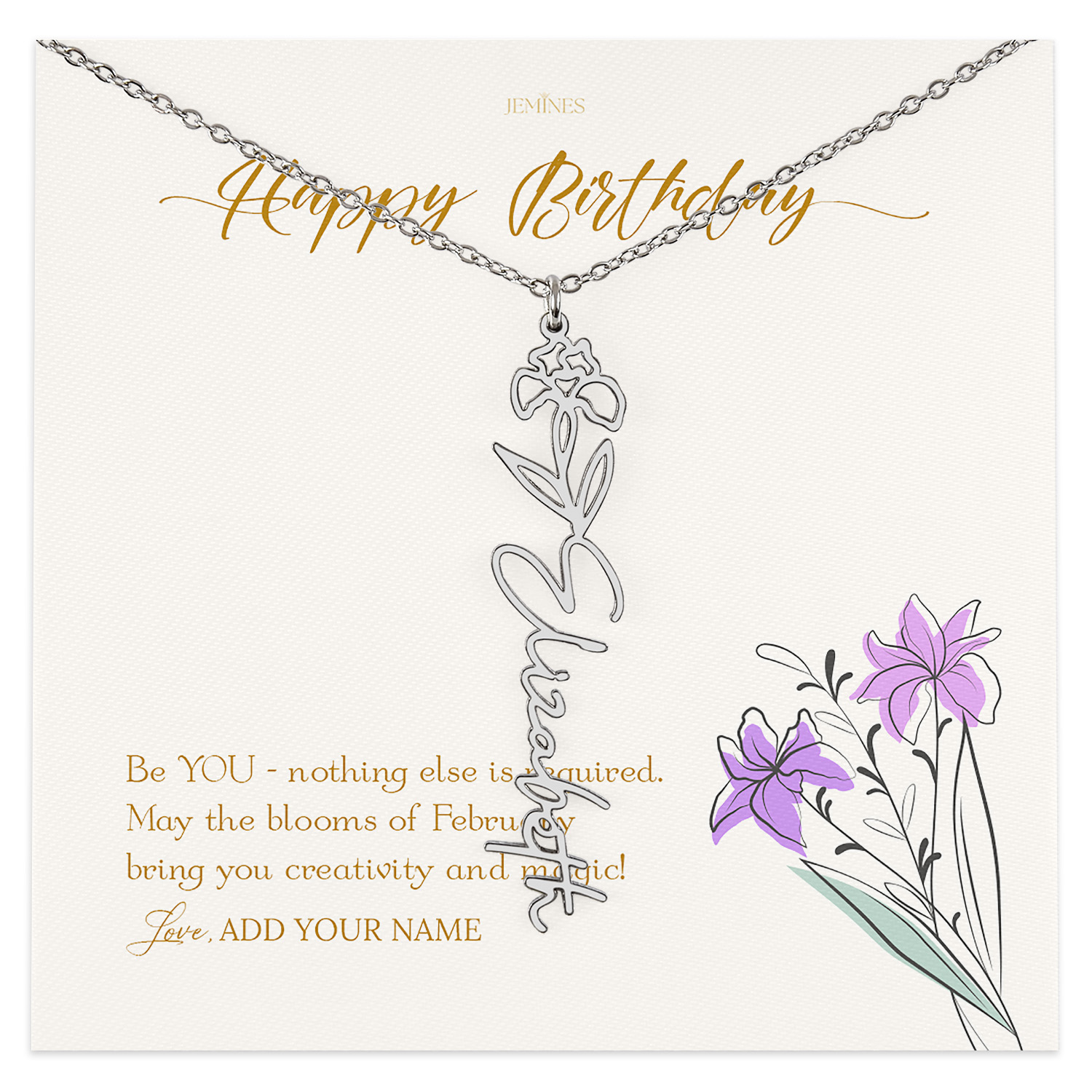 February Birth Month Flower Necklace Gifts