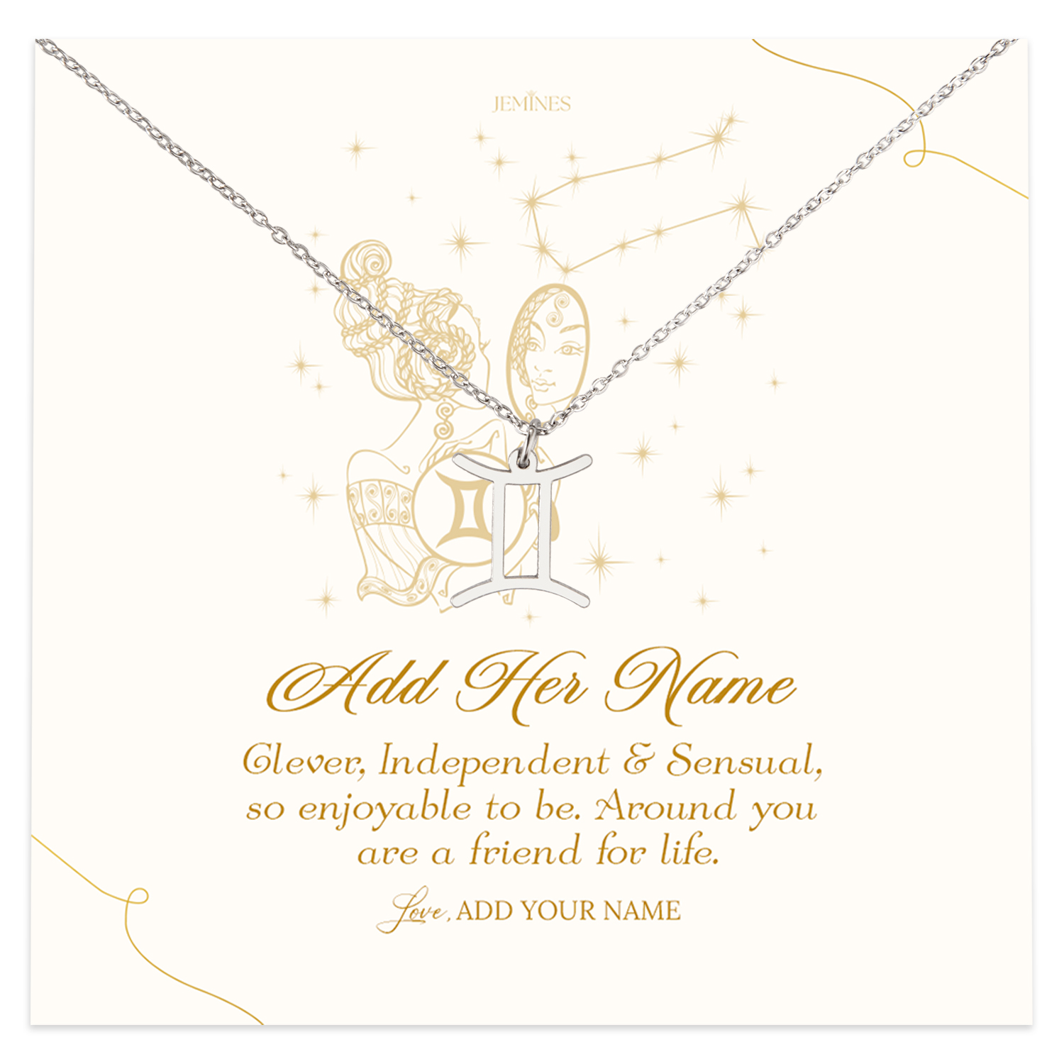Gemini Zodiac Necklace Personalized Gifts