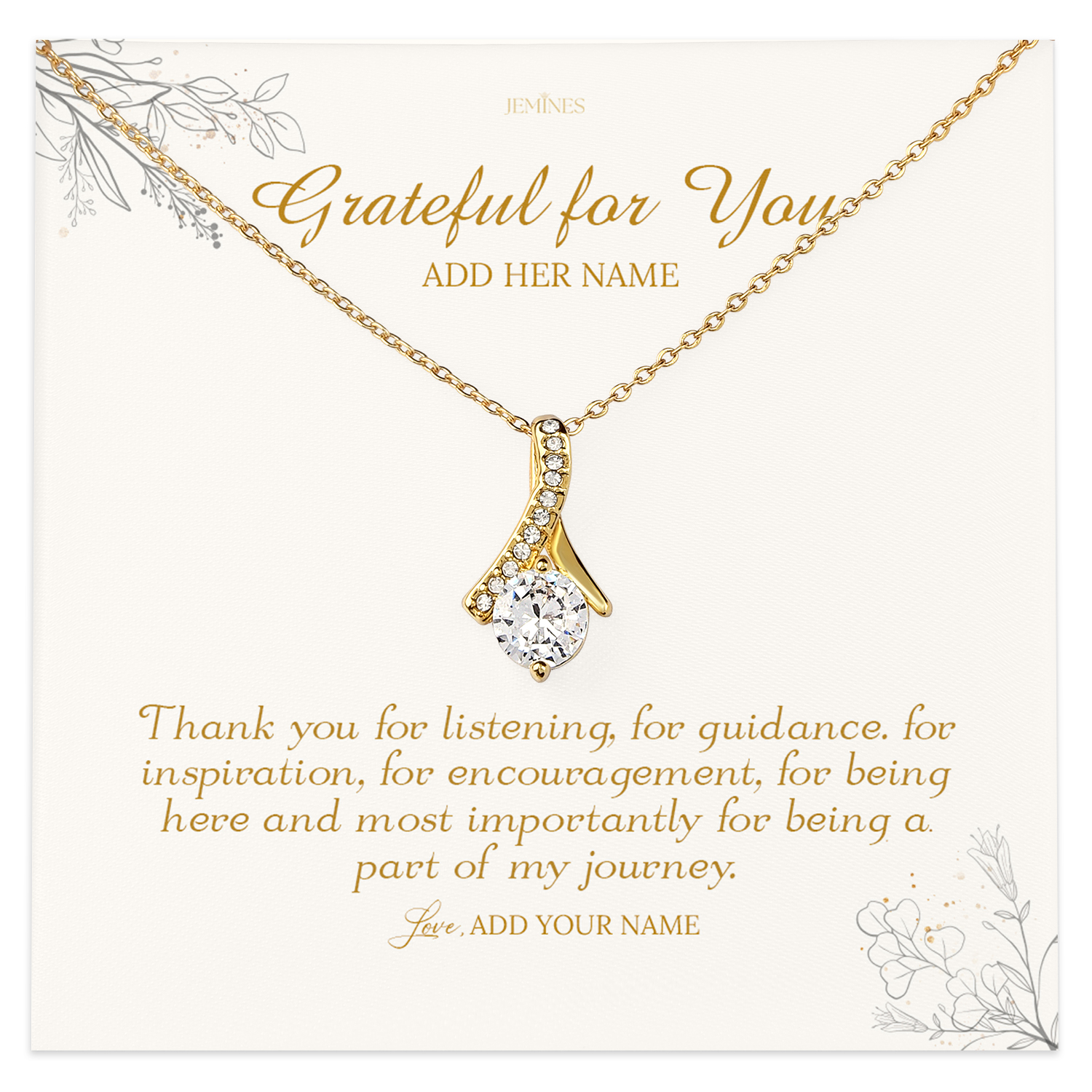 Grateful for You Appreciation Necklace Gifts