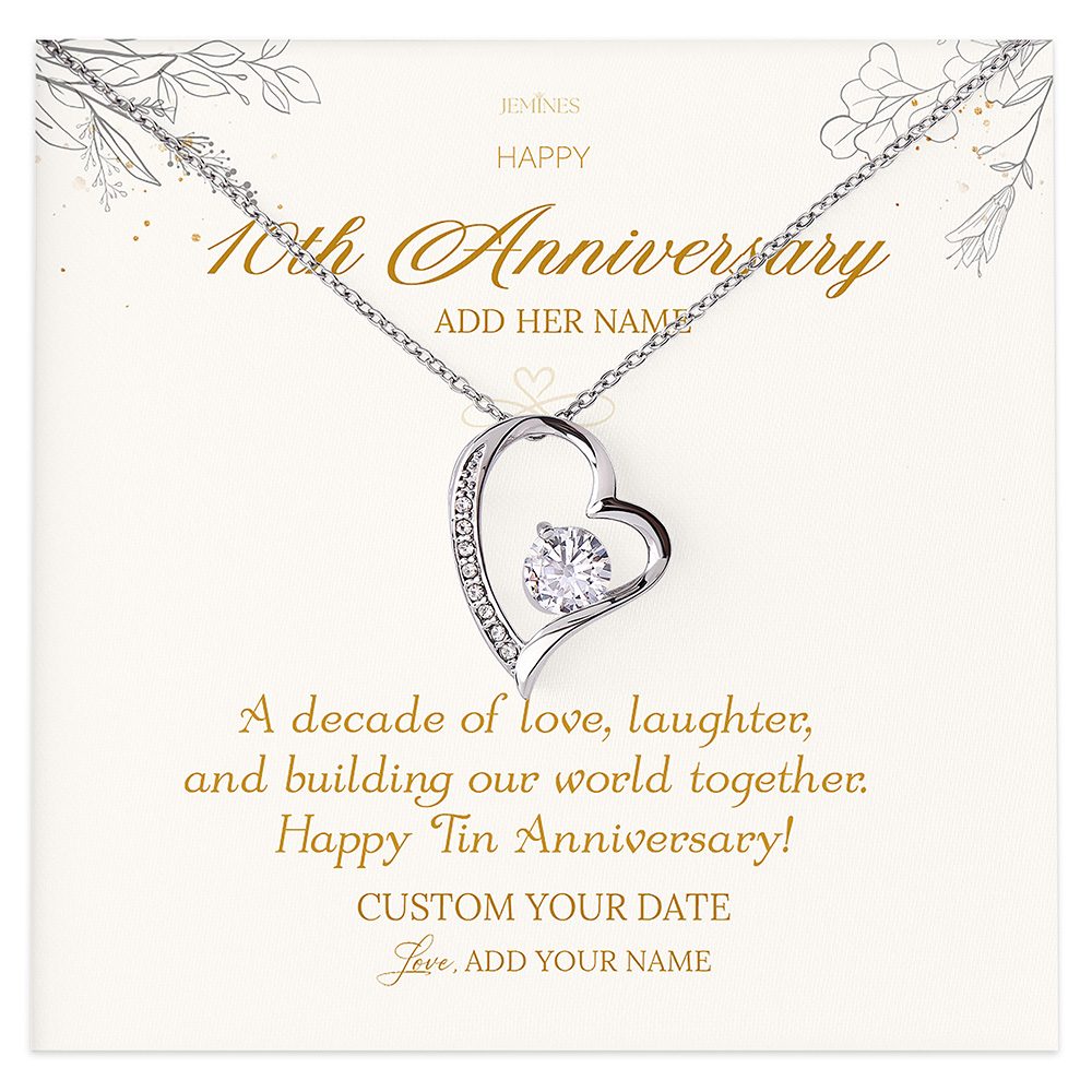 Happy 10th Anniversary Necklace Personalized Gifts