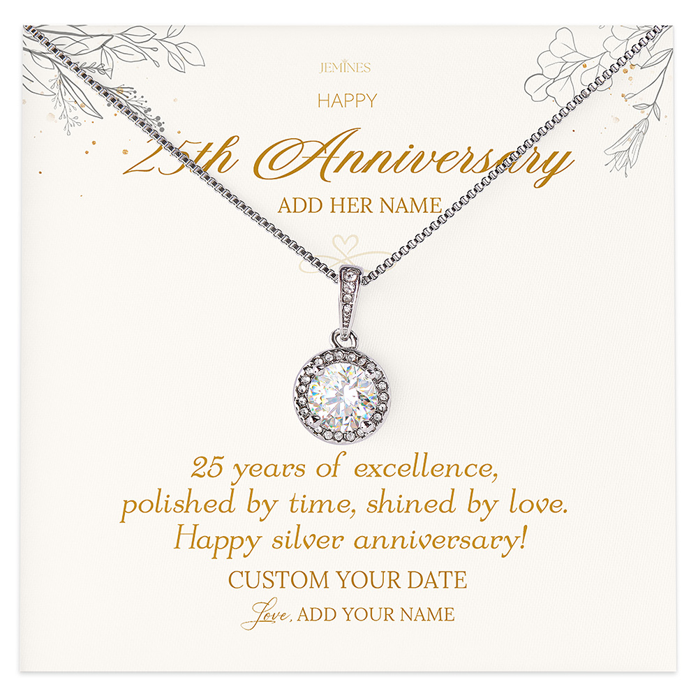Happy 25th Anniversary Necklace Personalized Gifts