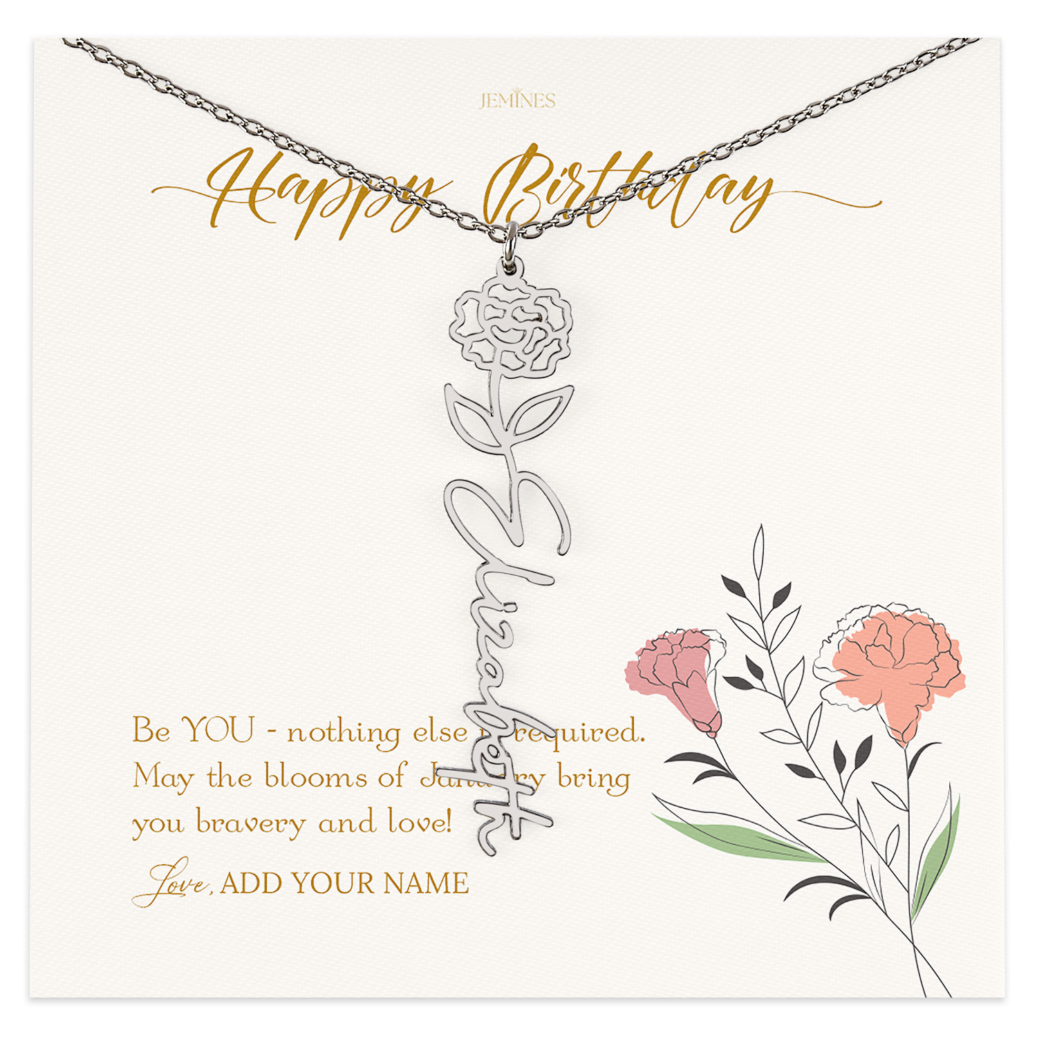 January Birth Month Flower Necklace Gifts