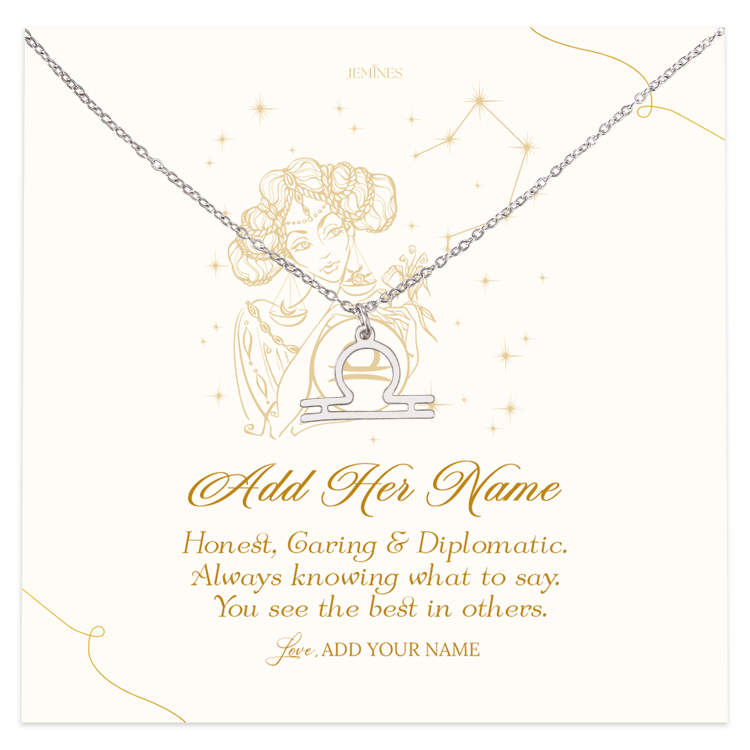 Libra Zodiac Necklace Personalized Gifts
