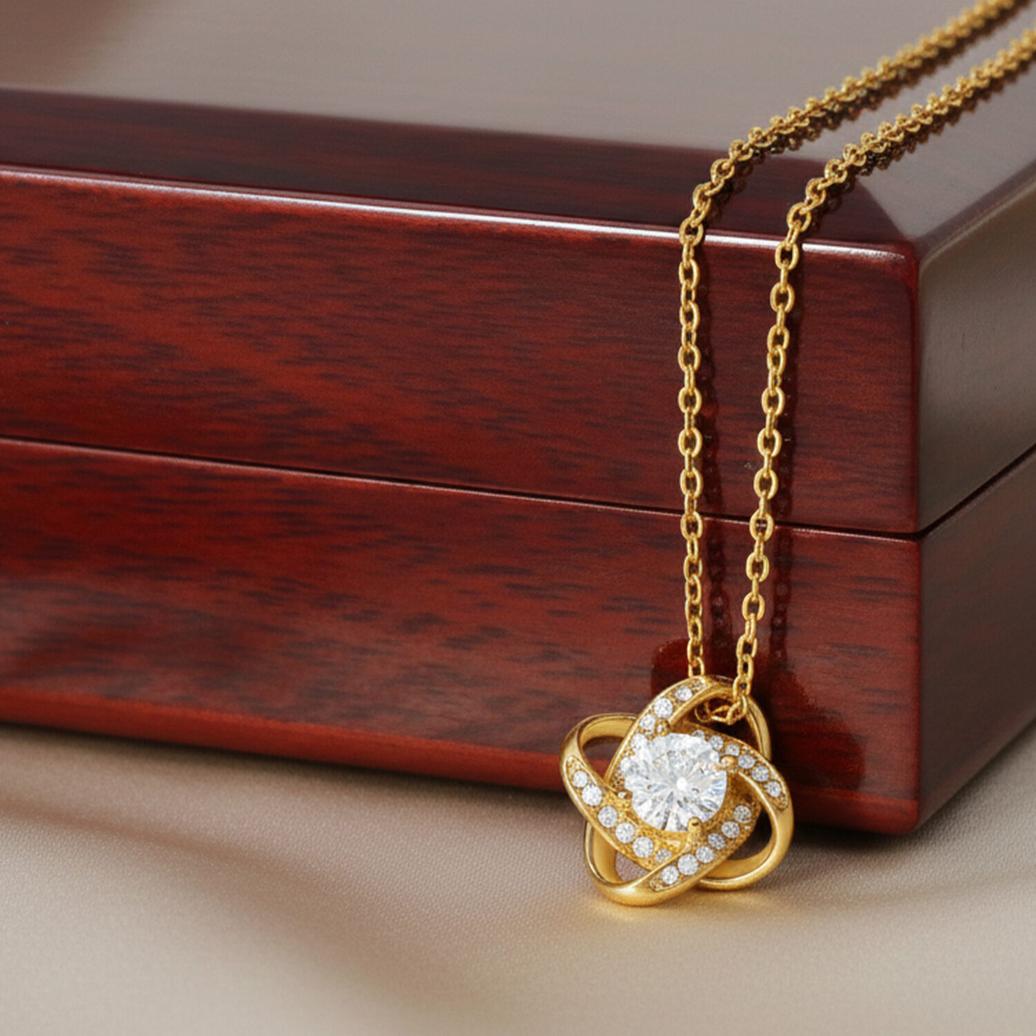Love Knot Gold Necklace with Meaningful Message Card Gifts