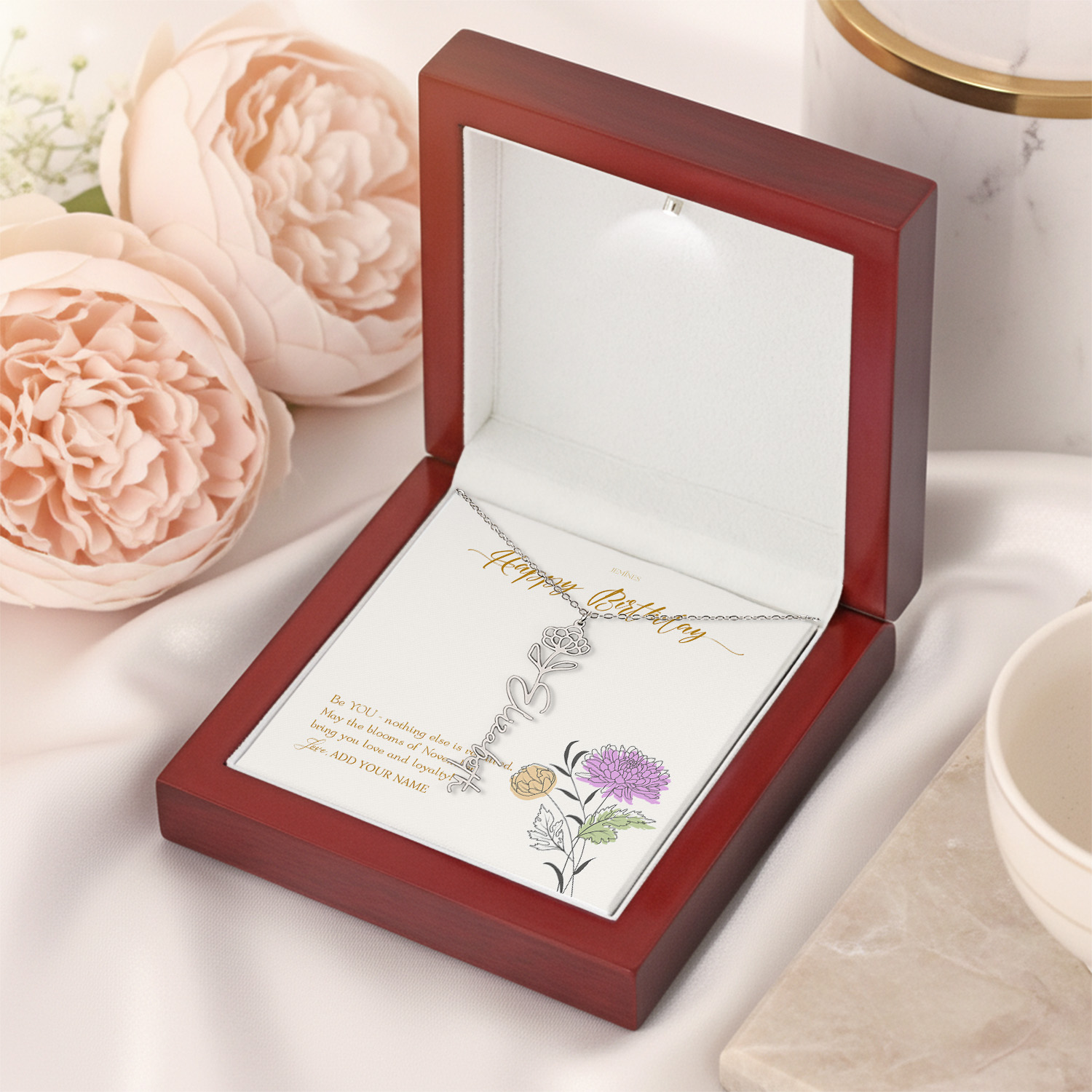 Alternative view of November Birth Month Flower Necklace Gifts