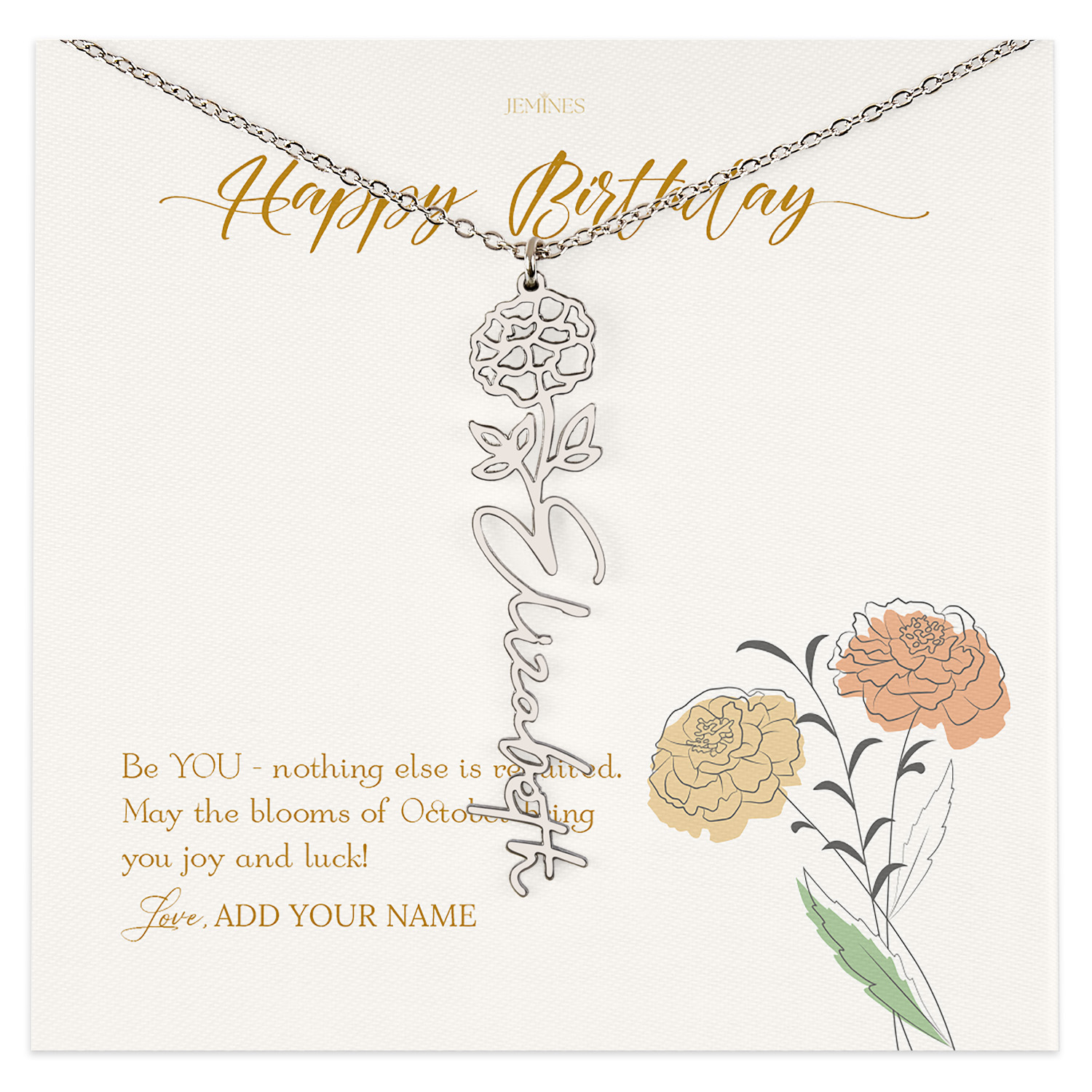 October Birth Month Flower Necklace Gifts