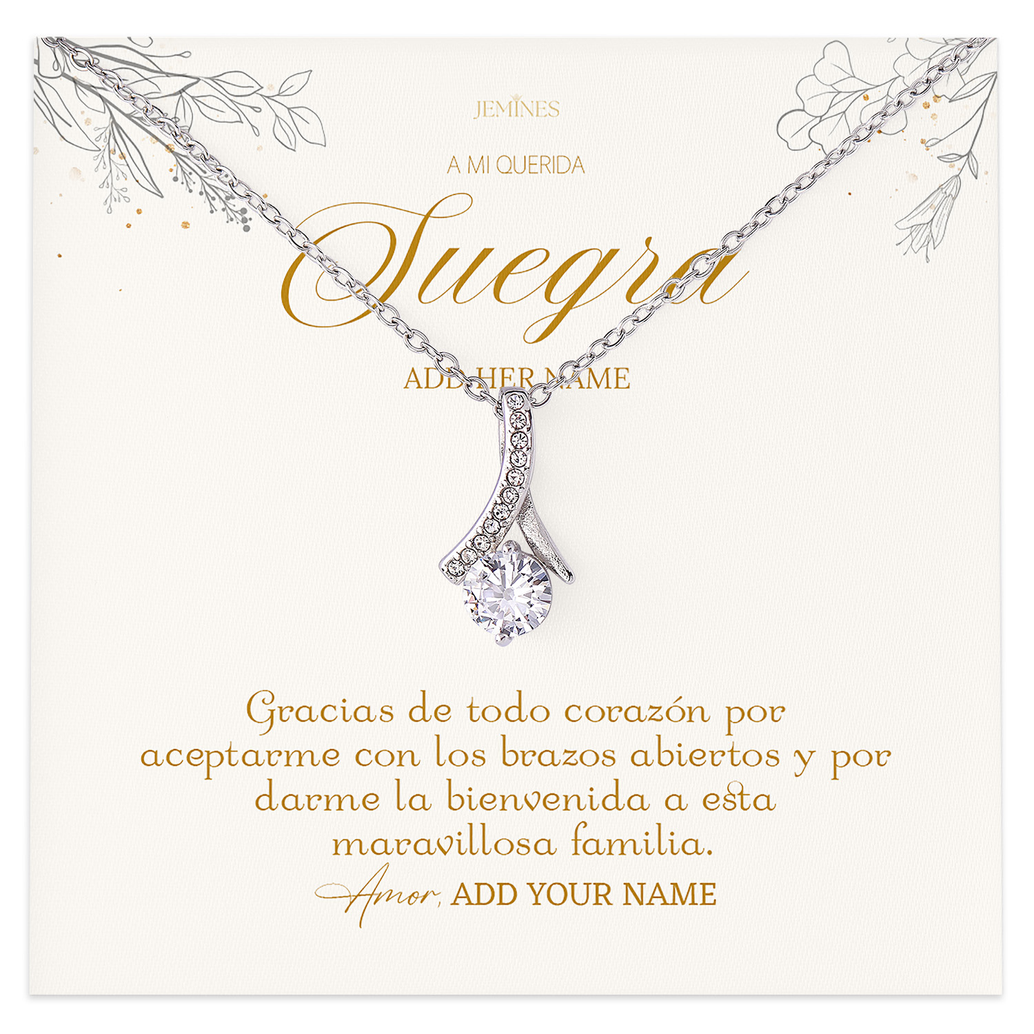 Querida Suegra Necklace Personalized Gifts