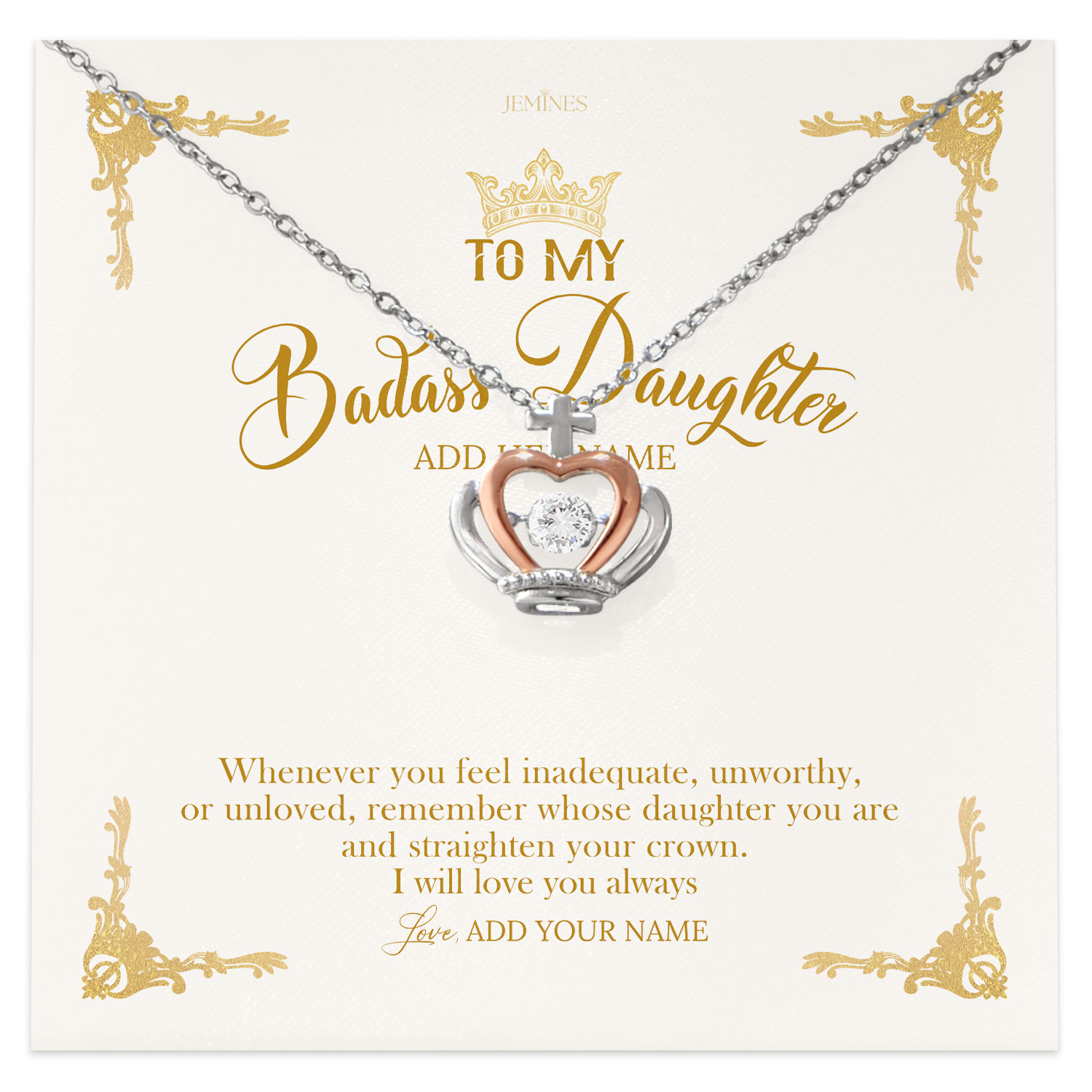 To My Badass Daughter Necklace Personalized Gifts